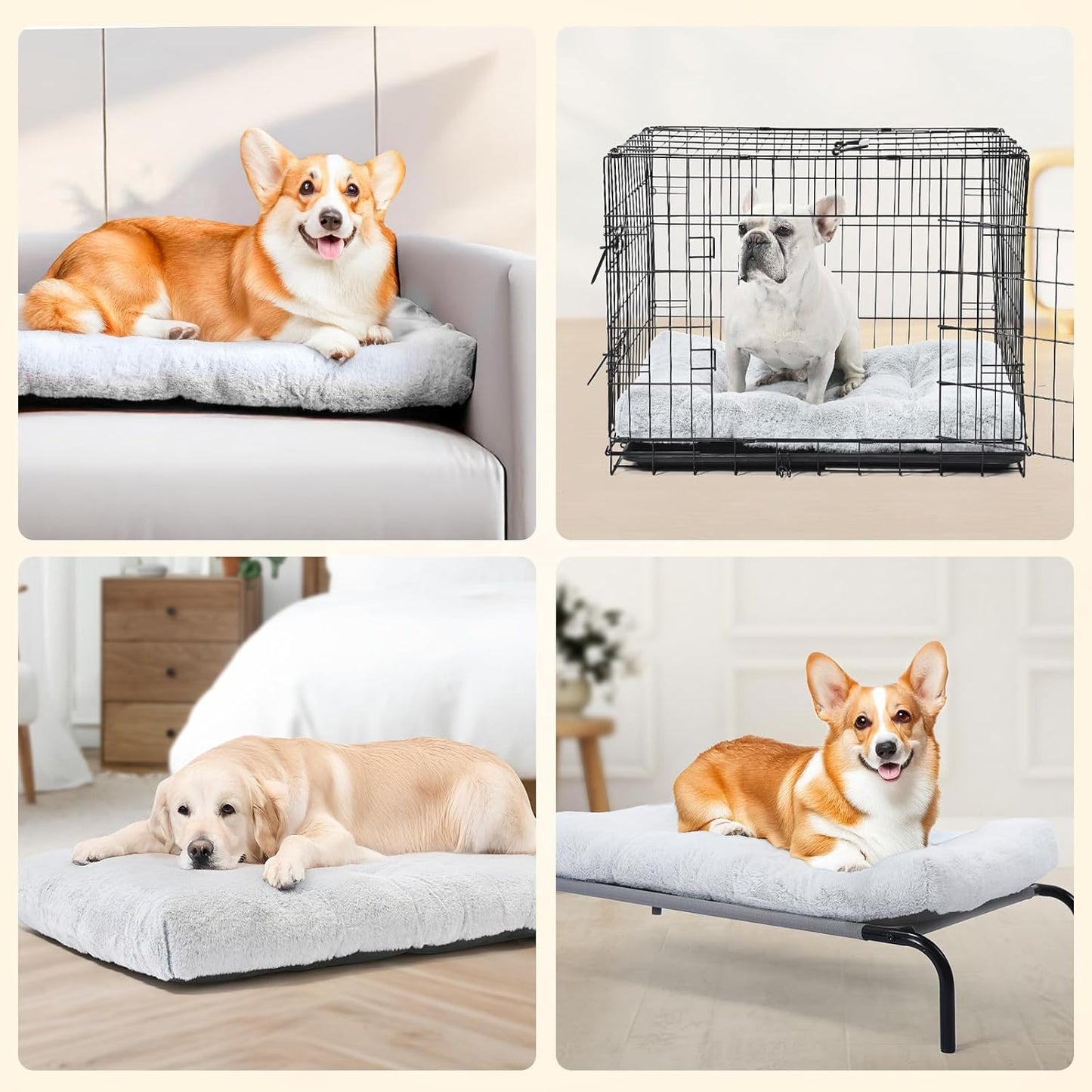 Amazon Basics Large Dog Bed for Crate, Washable Large Dog Mat for Pet Kennel, Anti-Slip, 42x28x4 Inches