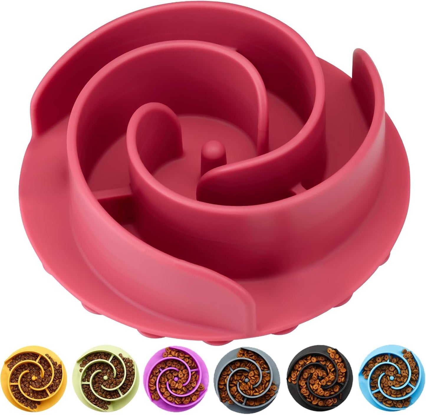 Slow Feeder Dog Bowls Insert, Animire Soft Silicone Slow Eating Dog Food Bowl for Small, Medium and Large Dogs, Compatible with Regular and Elevated Bowls