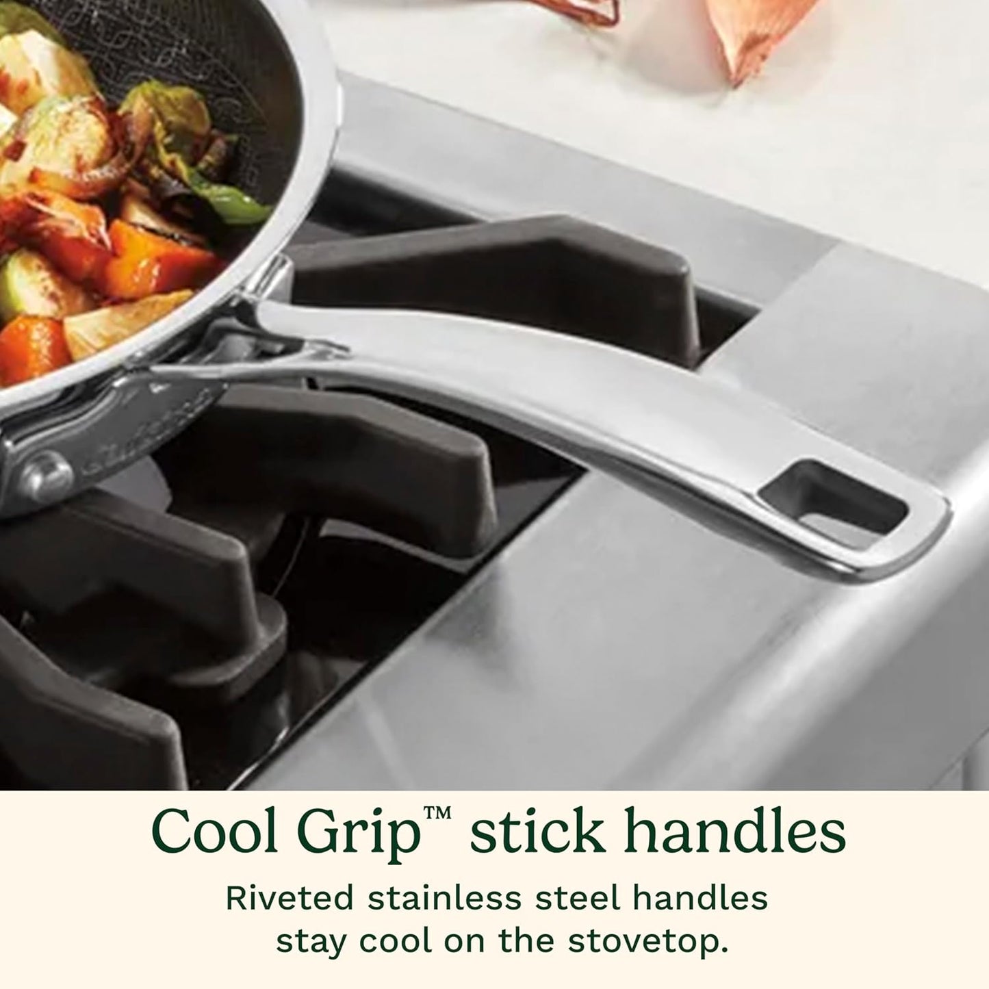 Cuisinart FusionPlus Hybrid Nonstick Stainless Steel Cookware Set, 6-Piece Skillet Cooking Set with PFAS-Free PURELYSEAR Ceramic Non Stick Technology, Scratch Proof, Cool Grip Handles, Dishwasher Safe