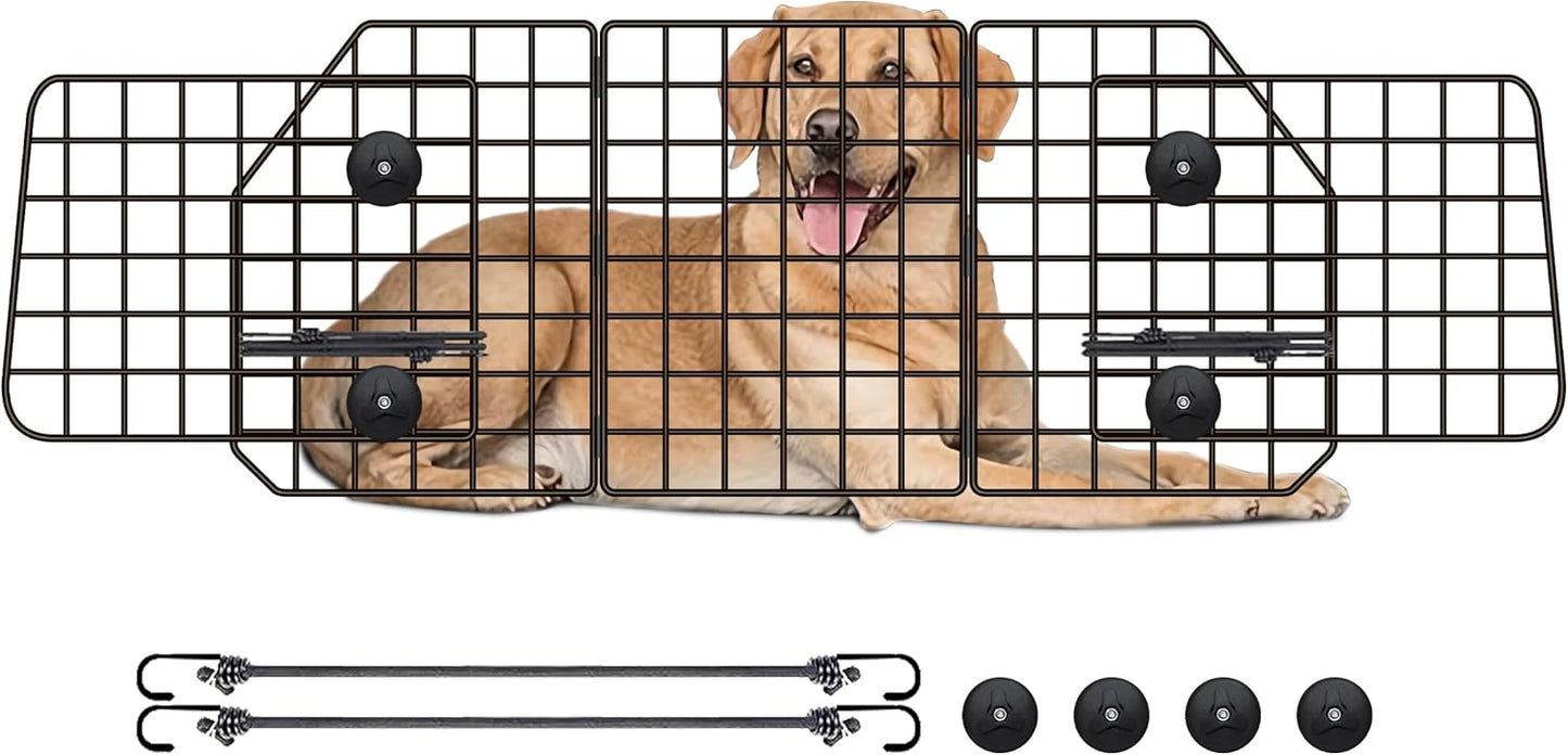 Gtongoko Dog Car Barriers for SUVs, Vehicles, Cars, Trucks, Upgraded Adjustable Heavy-Duty Wire Mesh Pet SUV Barriers Universal-Fit, Car Accessories Safety Travel, 2pcs 51.2In Elastic Ropes Included