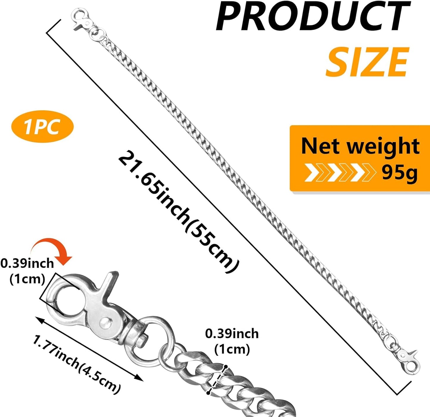 Pants Wallet Chain for Men Women Boy Girl,Heavy Duty Pocket Chain Metal Wallet Keychain Jean Punk