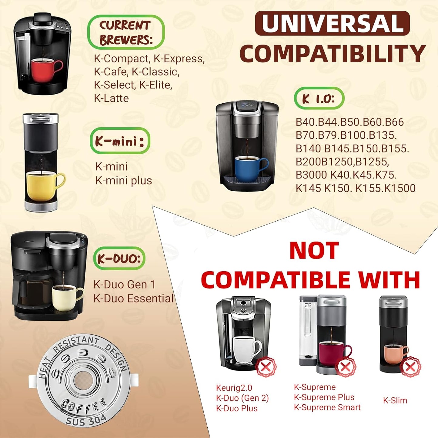 4 Pack Reusable K Cups Coffee Pods for Keurig 1.0: Stainless Steel Reusable Coffee Pods for Keurig Coffee Pods Reusable, BPA-Free, SUS 304‌, Scoop, Heat Resistant Handles