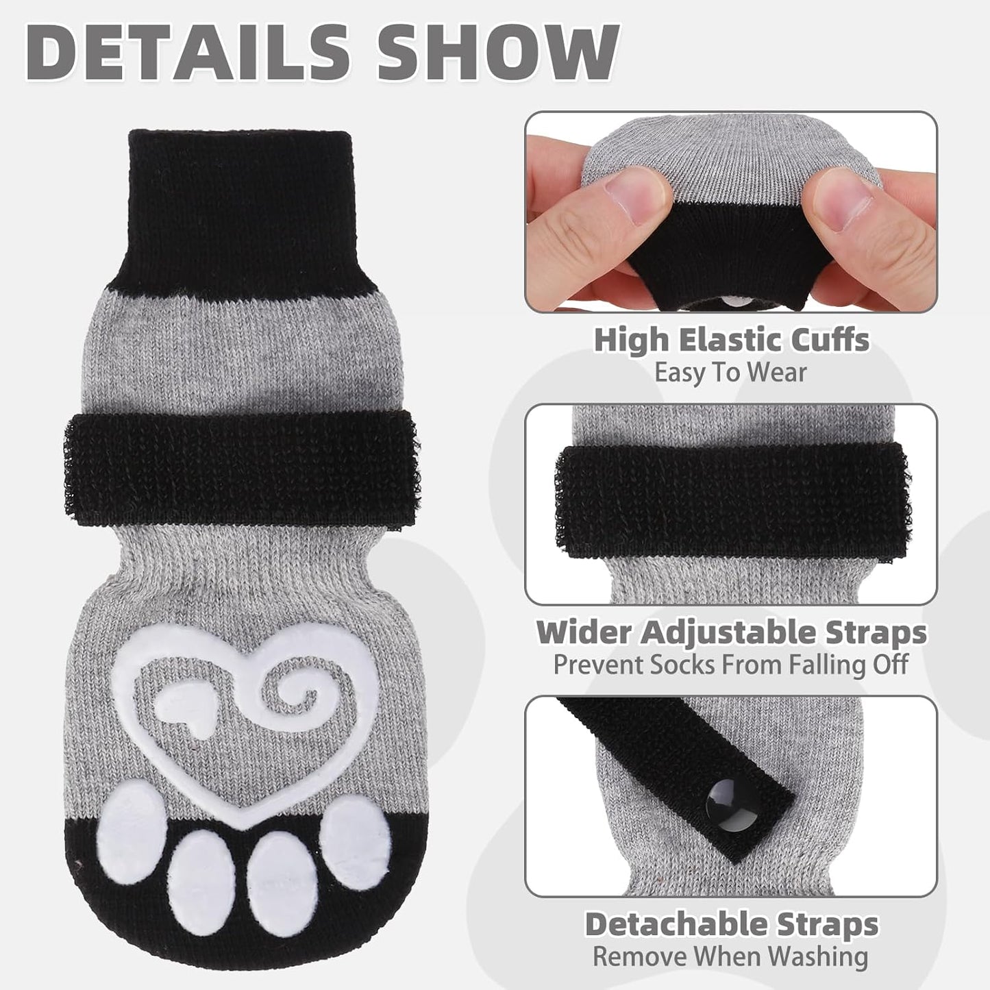 KOOLTAIL Dog Socks for Hot/Cold Pavement to Prevent Licking Paws,Dog Boots&Paw Protector for Hardwood Floors Anti Slip,Traction Control Booties for Small Medium Large Senior Dogs