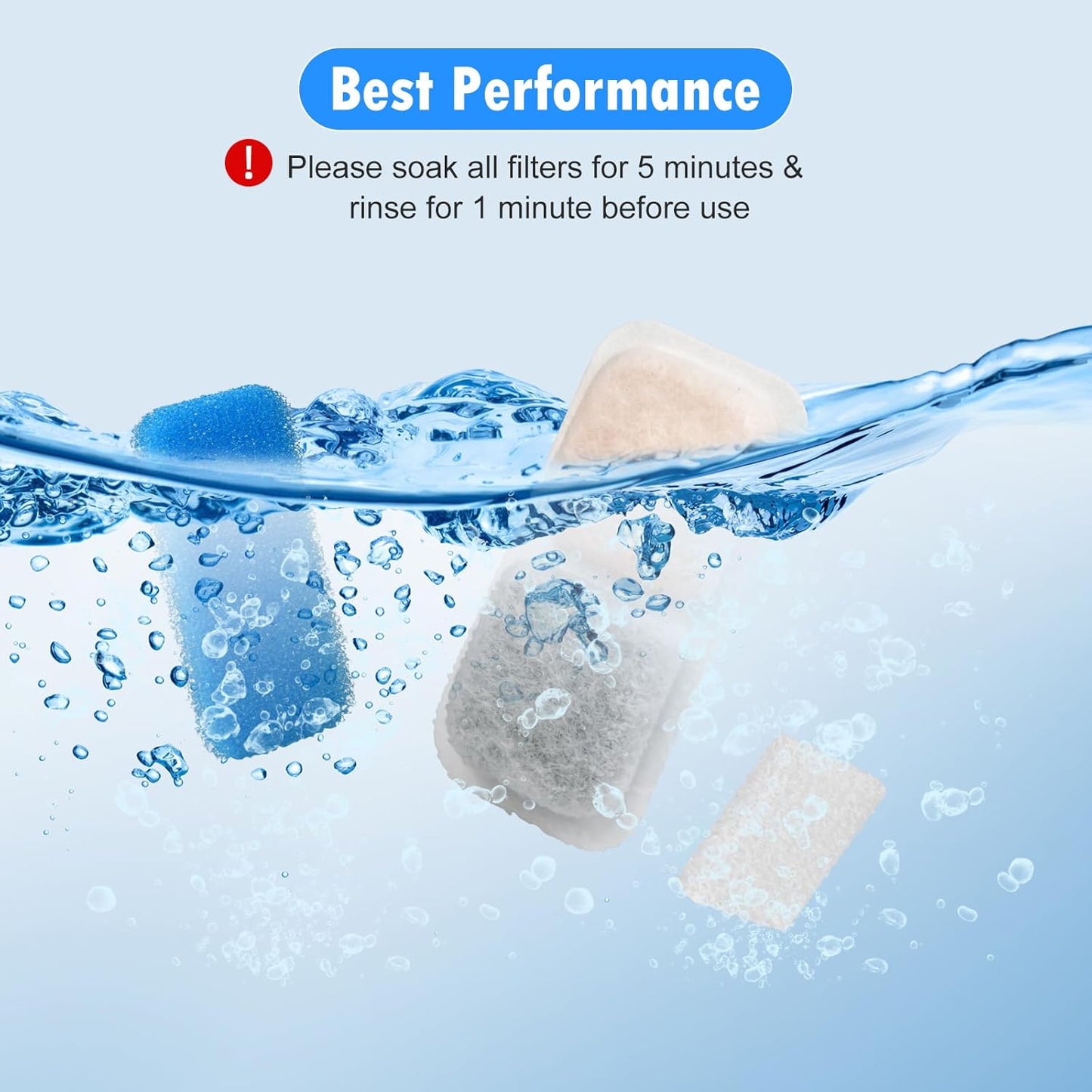 16 Sets Cat Water Fountain Filter Compatible with oneisall 67oz/2L Stainless Steel Cat Water Fountain, Activated Carbon Ion Resin Food Grade PP Cotton, Fresh and Clean