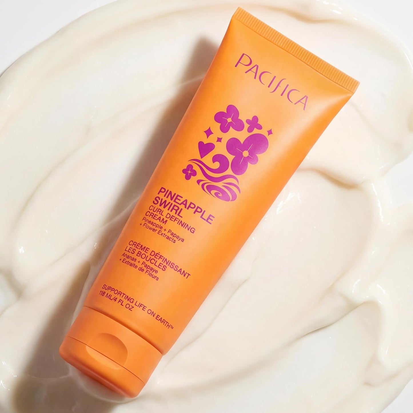 Pacifica, Cream Pineapple Swirl Curl Defining, 4 Fl Oz | for Curly Hair, 4 oz, Frizz Control, Curl Enhancer, Styling Cream
