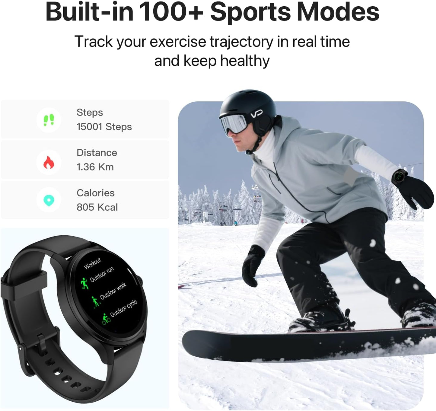 Smart Watch, HD Smartwatch for Men Women (Answer/Make Calls), Fitness Watch with 100+ Sport Modes, IP68 Waterproof/Heart Rate/Sleep Monitor, Activity Trackers for iOS/Android
