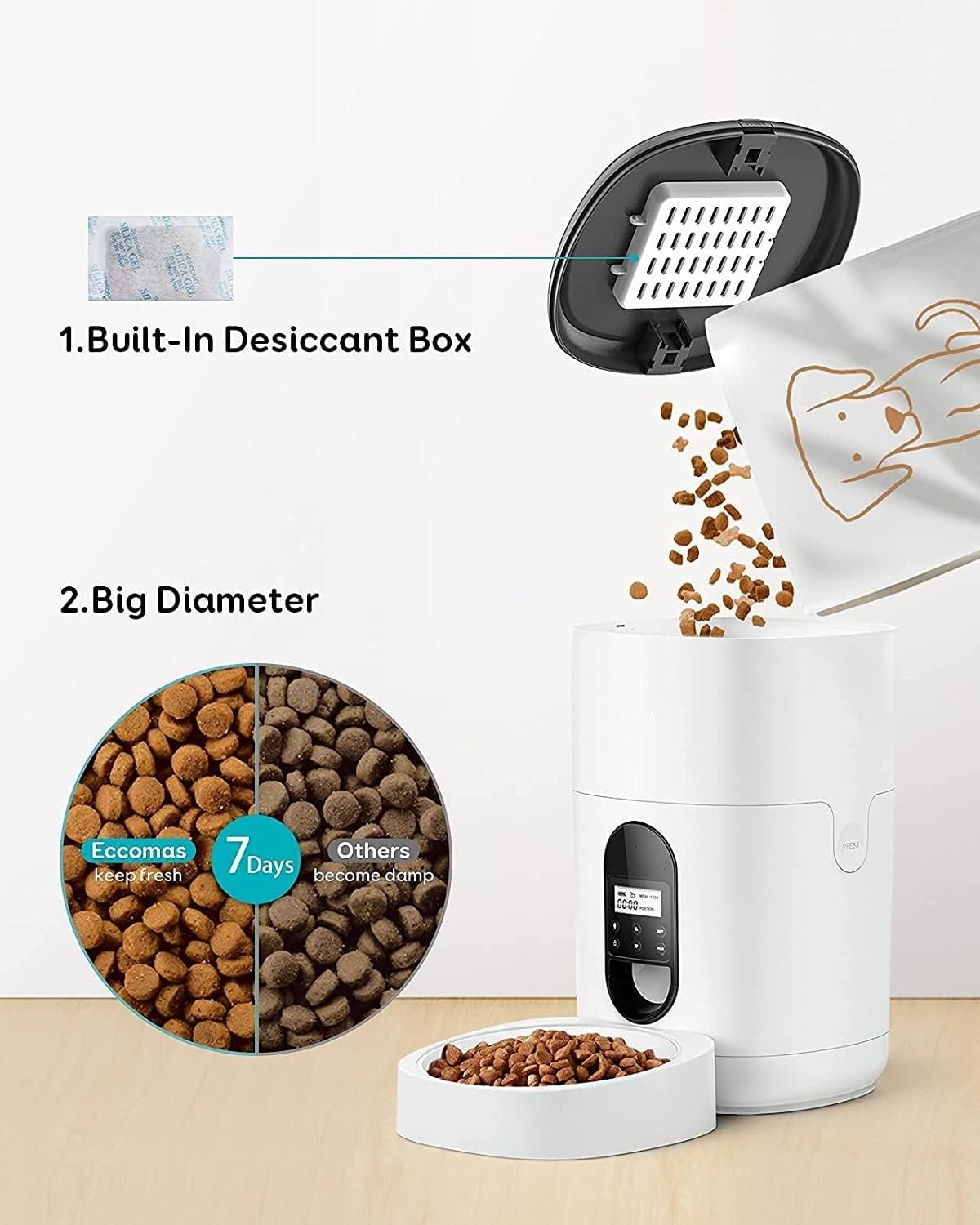 pet Water Dispenser 4L Automatic Feeder for Cats 2L/67oz Stainless Steel Water Fountain & Dog Bowl 2-in-1 Set with 3 Filters& Mat for Cats Dogs cat Fountain