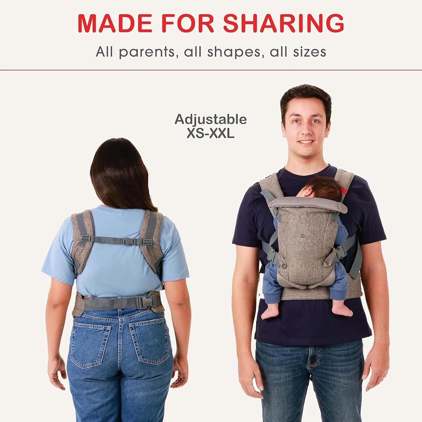 YOU+ME 4-in-1 Baby Carrier Newborn to Toddler 8-32 lbs - All-Position, Hip-Healthy Newborn Carrier, Adjustable Baby Carriers with Breathable 3D Mesh Panels & 2-in-1 Snap-On Bib (Black)