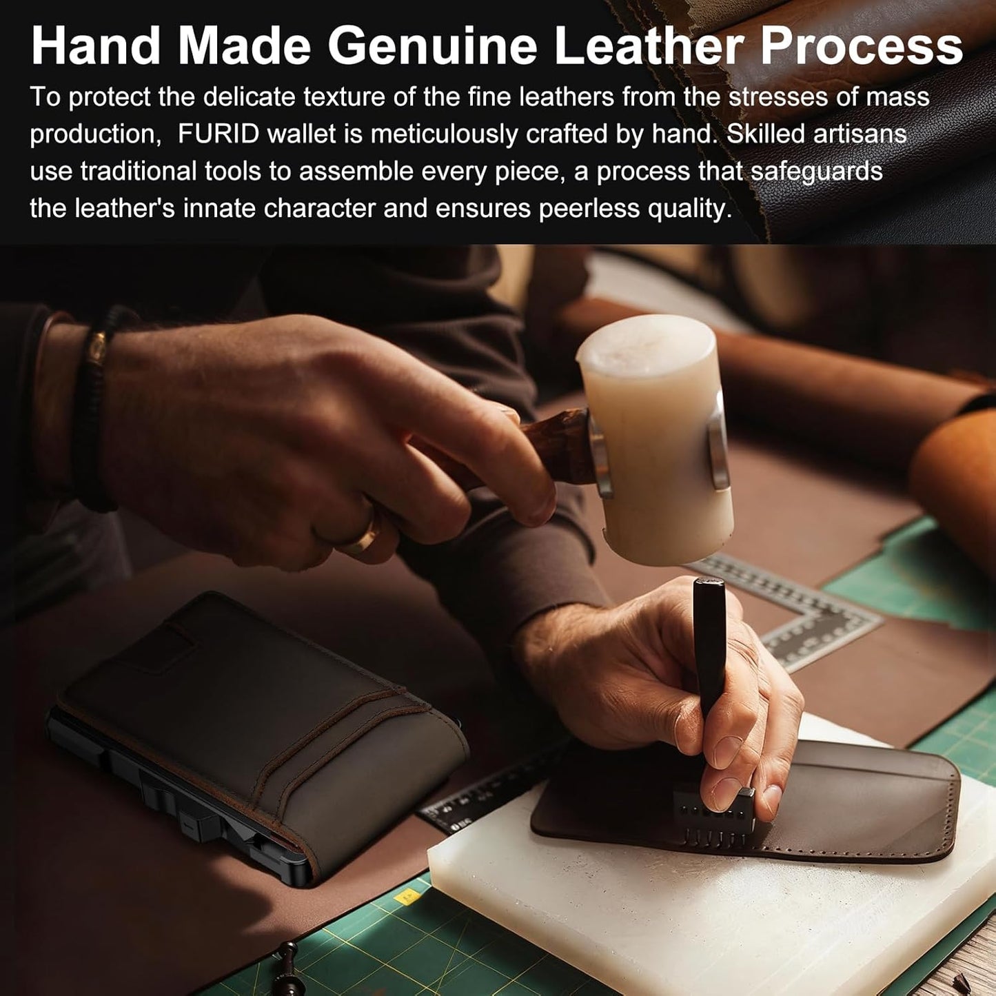 furid Genuine Leather Wallet for Men: Slim RFID Minimalist Wallets with Money Clip - Smart Pop Up Credit Card Holder for Front Pocket - Gifts for Husband Father on Birthday Anniversary