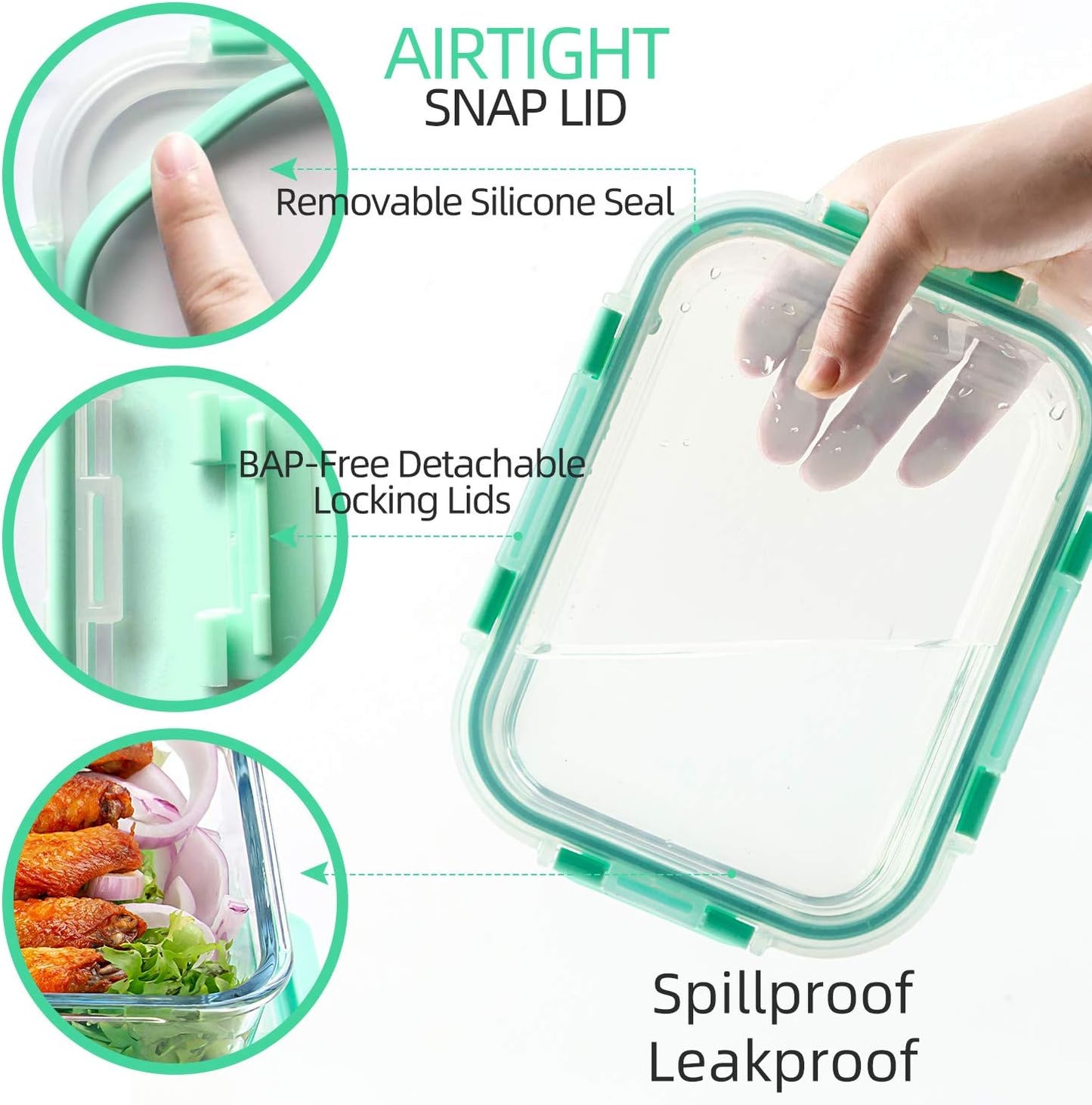 UMEIED 10 Pack Glass Food Storage Containers with Lids Leakproof, Airtight Glass Meal Prep Containers For Lunch, On The Go, Leftover, Dishwasher Safe