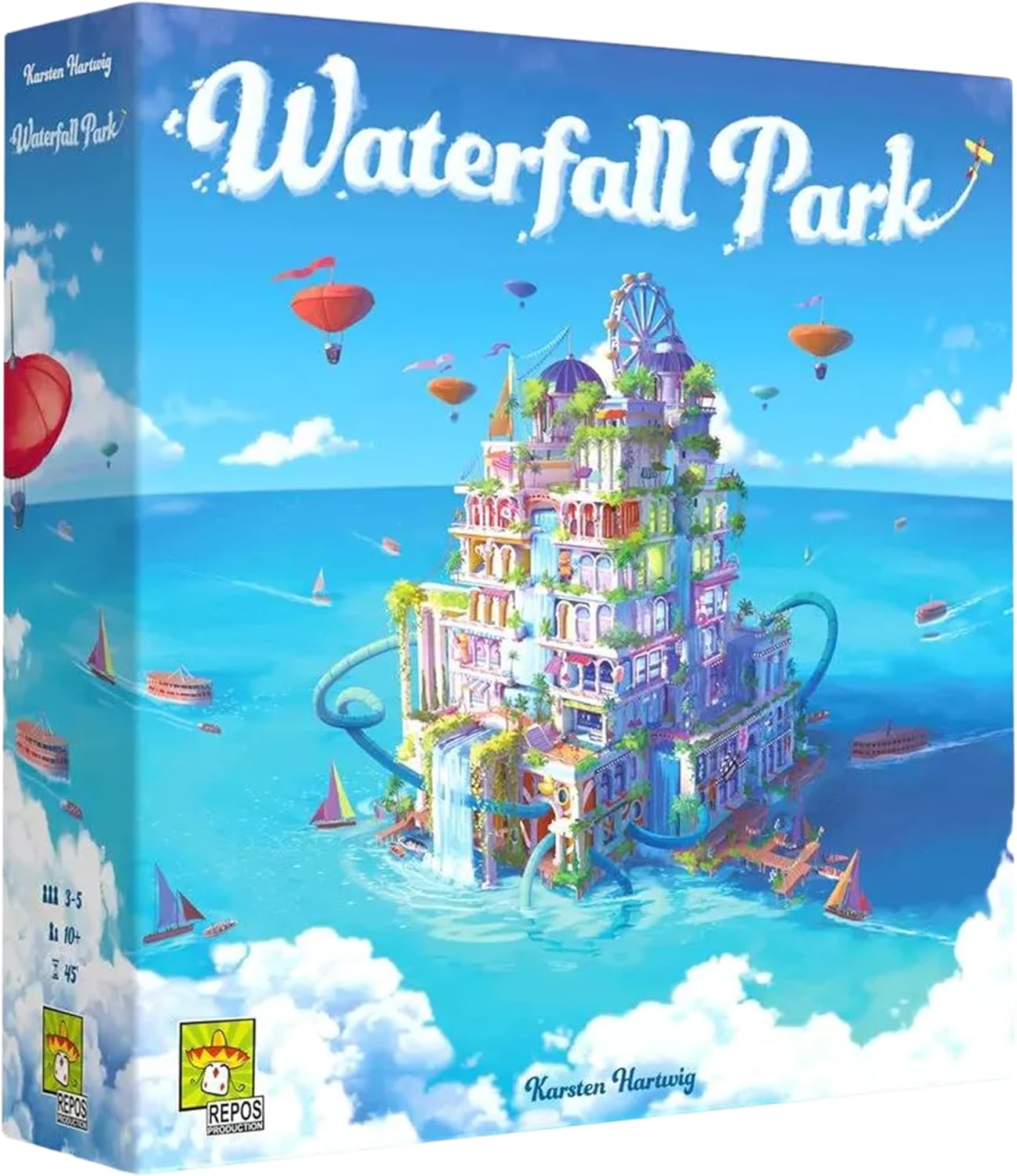 Waterfall Park Board Game - Build The Ultimate Amusement Park! Strategy Game, Fun Family Game for Kids and Adults, Ages 10+, 3-5 Players, 45 Minute Playtime, Made by Repos Production
