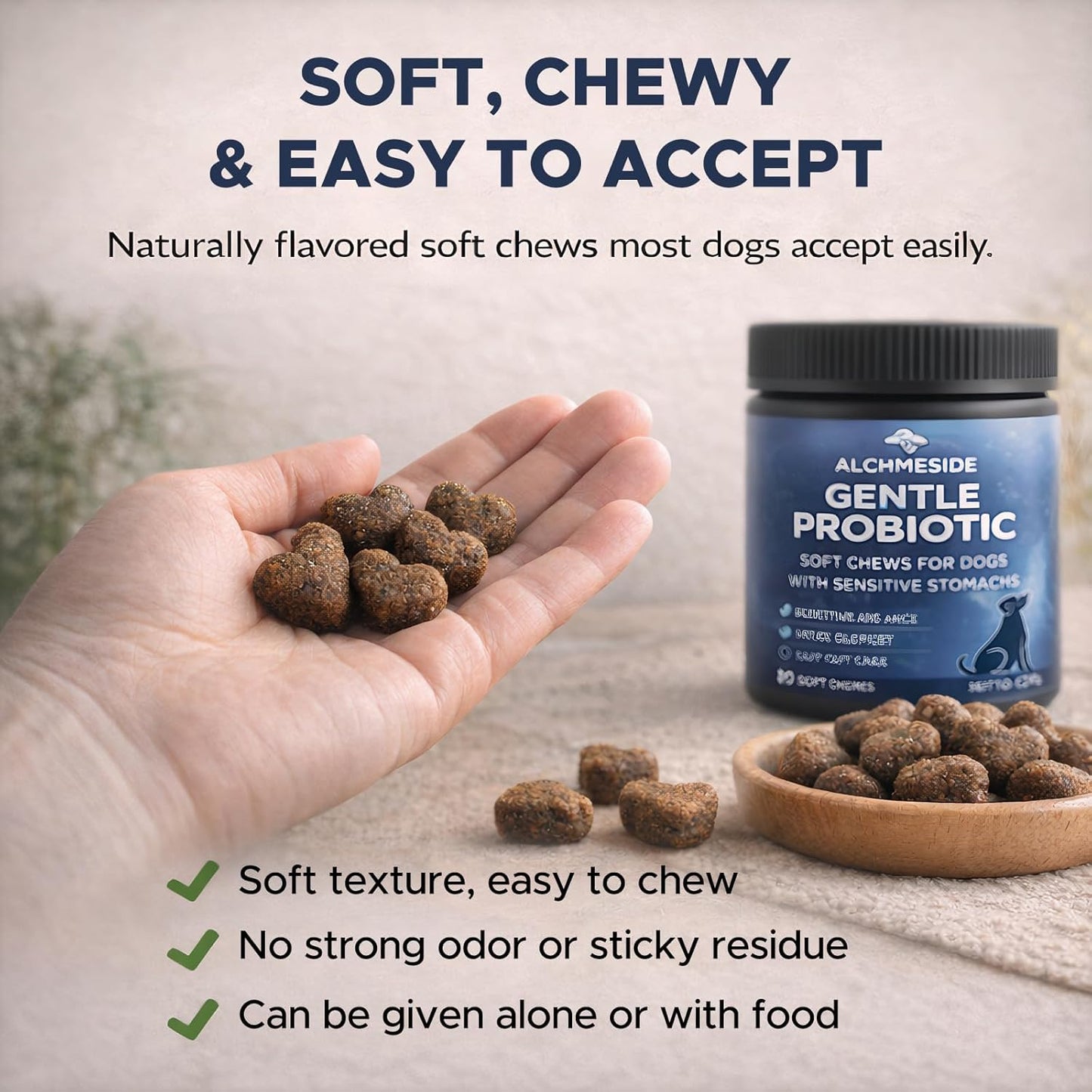 Probiotics for Dogs – Dog Probiotic Soft Chews for Digestive & Gut Health, Yeast Balance,3 Billion CFU with Prebiotic Inulin & Pumpkin, Gentle Formula for Sensitive Stomachs, Chicken Flavor, 90 Count