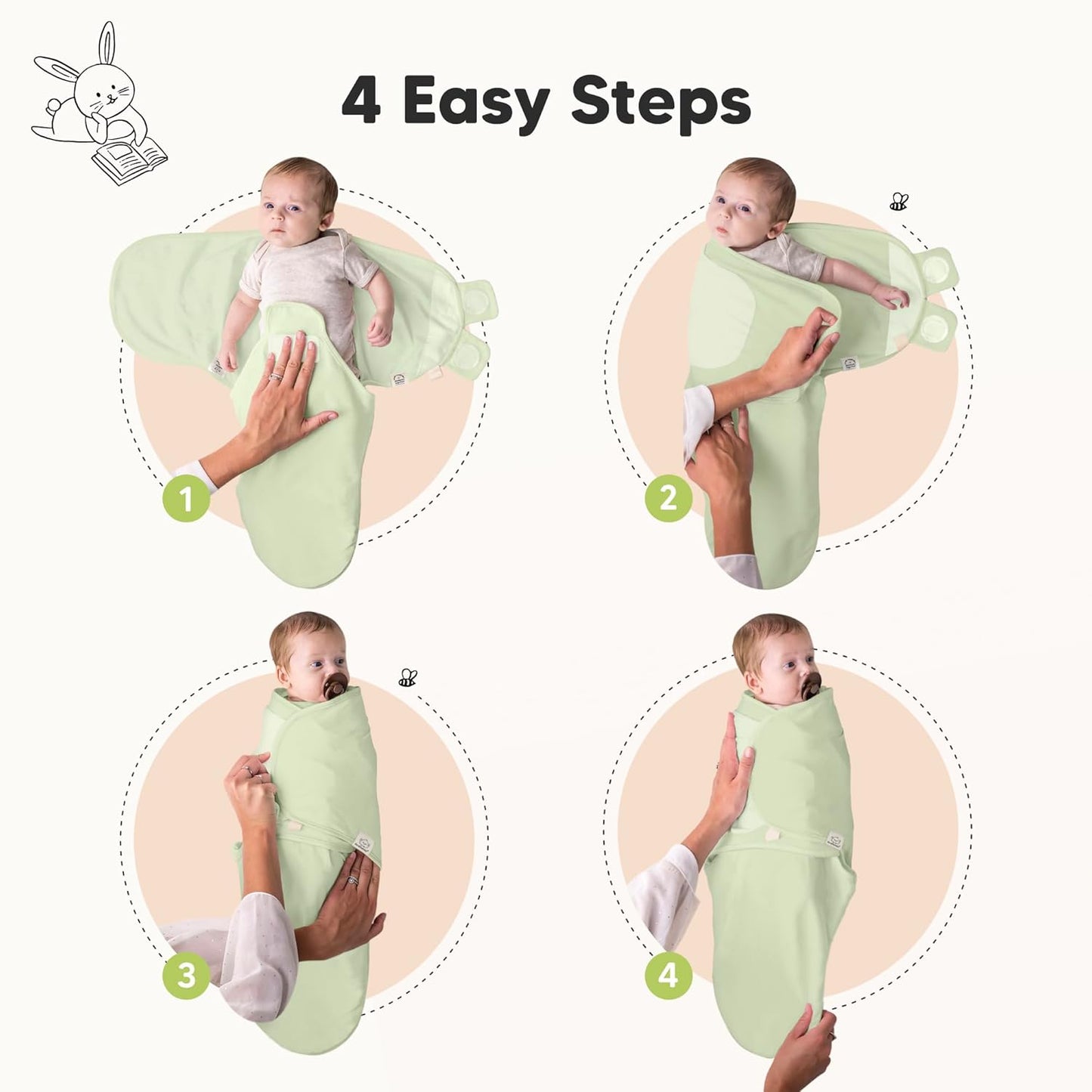 3-Pack Organic Baby Swaddle Sleep Sacks - Swaddles for Newborns, Infant 0-3 Months, Baby Girls, Boys, Soft & Snug Newborn Sleep Sack, Nursery Swaddling Blankets (Ripple, OS)