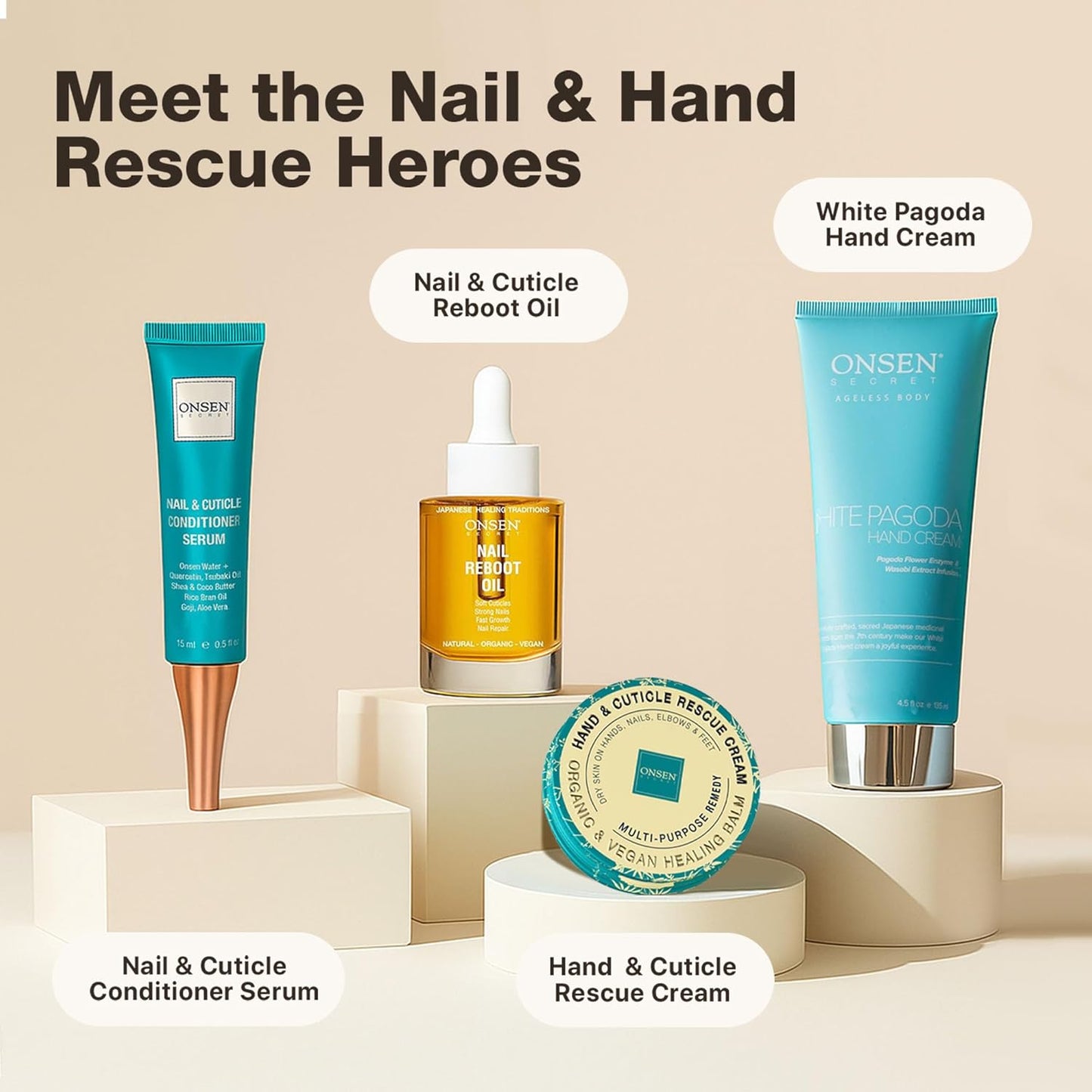 Onsen Nail & Cuticle Cream Treatment w/Japanese Tsubaki, Jojoba & Lavender Oil, Shea Butter – Strengthens Nails, Softens Cuticles - Daily Repair Care (1 Count/15 ml)