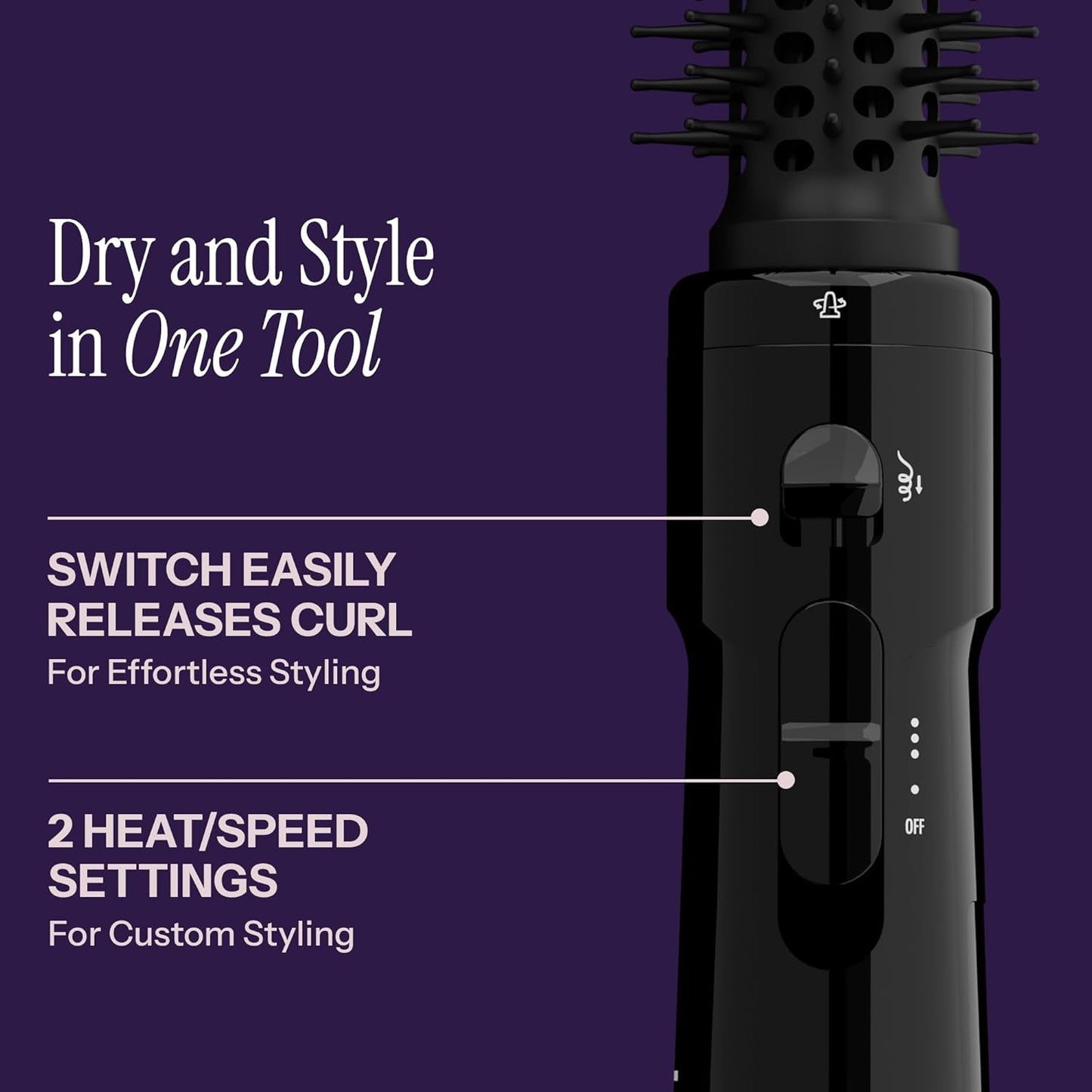 Hot Tools Pro Artist Hot Air Styling Brush | Style, Curl and Touch Ups (1”) Black