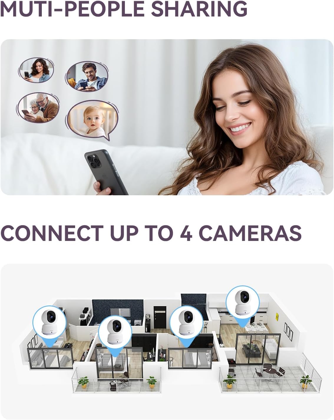 Hybrid Video No WiFi & Smart WiFi Baby Monitor - 5" 1080P Split Screen & 2K Camera App Control, Motion Alerts, Sound Detection, HD Night Vision, 5050mAh Battery,Triple Security, 1600ft Range