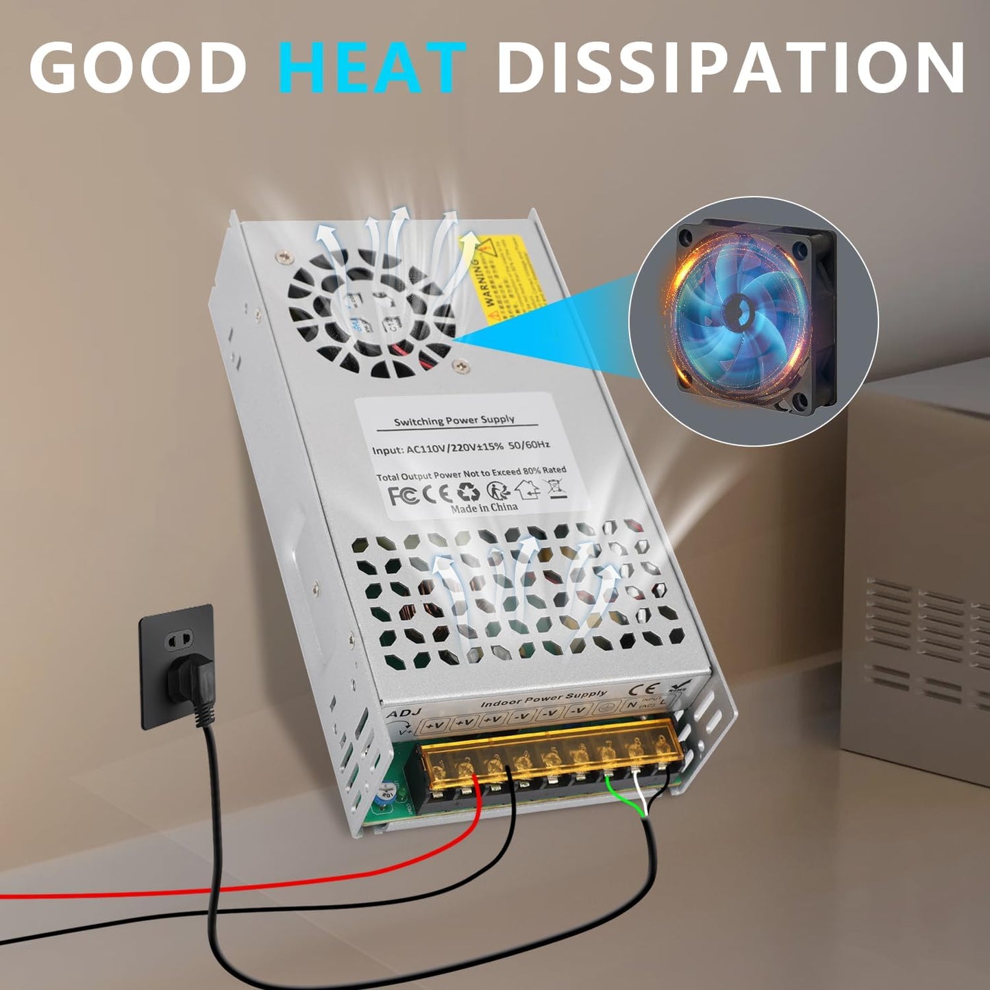 DC 48V 12.5A 600W Power Supply Adapter 110V AC to 48V DC Converter Power Supply for 48v Drive Sensor Lamp Meter Controller Servos Electric Motor