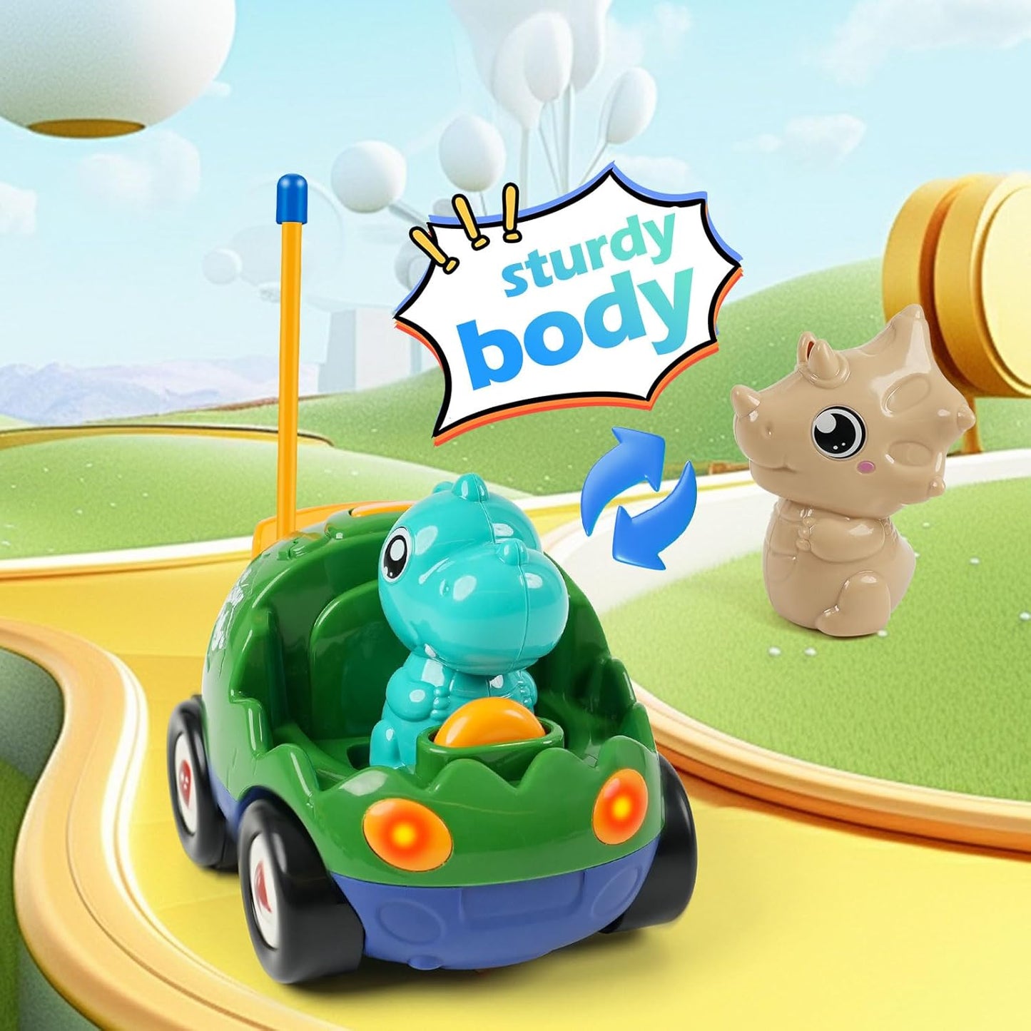 Remote Control Dinosaur Car Toys for Toddler Kids - Best Birthday Gifts for Boys Ages 2 3 4 5 Years Old, 2-Pack Toys for Toddlers 18+ Months with Lights and Music