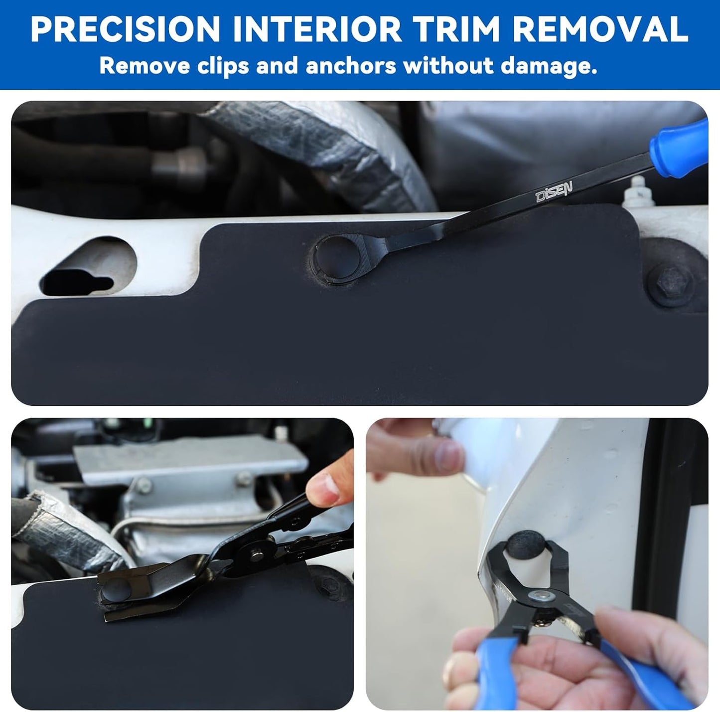 DISEN 13PCS Electrical Disconnect Pliers & Fuel Line Disconnect Tool Set, Automotive Electrical Terminal Connector Separator Removal Tool Kit with Storage Bags, Blue