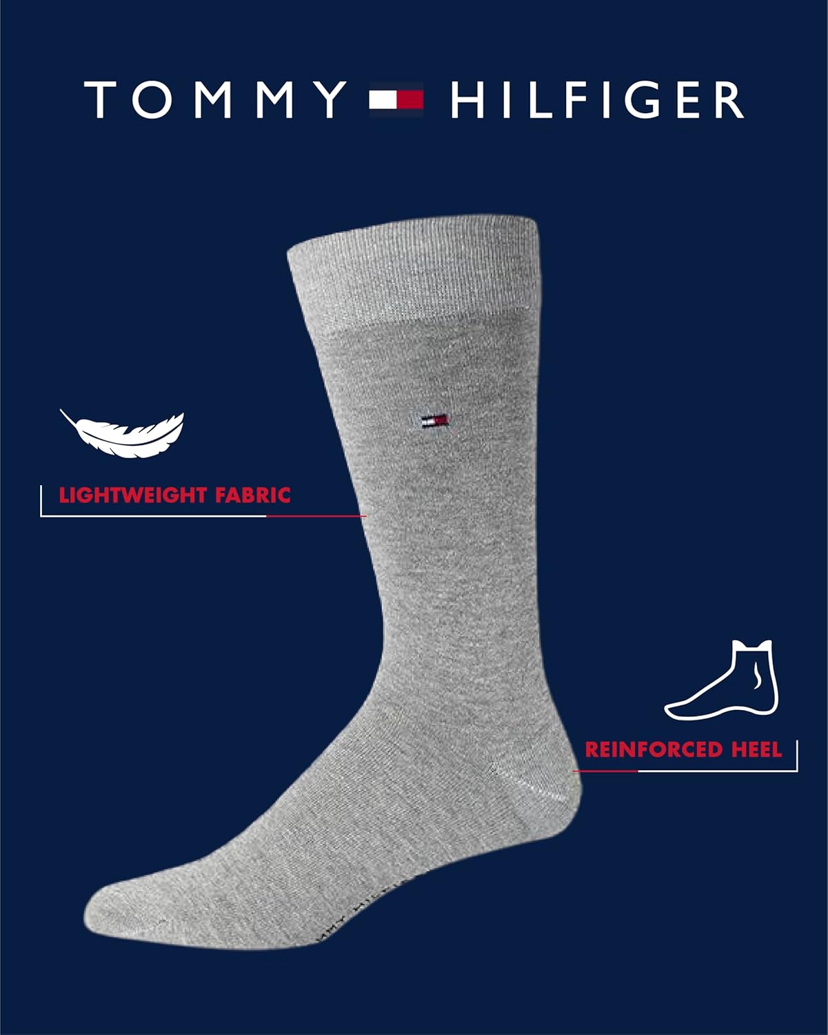Tommy Hilfiger Mens Dress Socks - 5 Pack Lightweight Patterned Everyday Long Work Socks for Men for Casual & Formal Wear