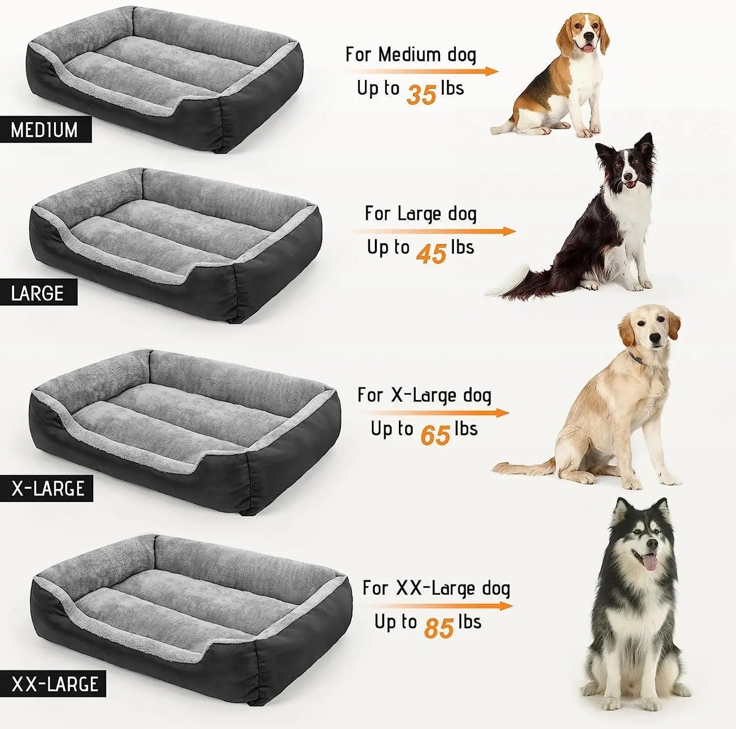 Comfortable Washable Dog Bed for Large Dogs, 68x55x16 cm