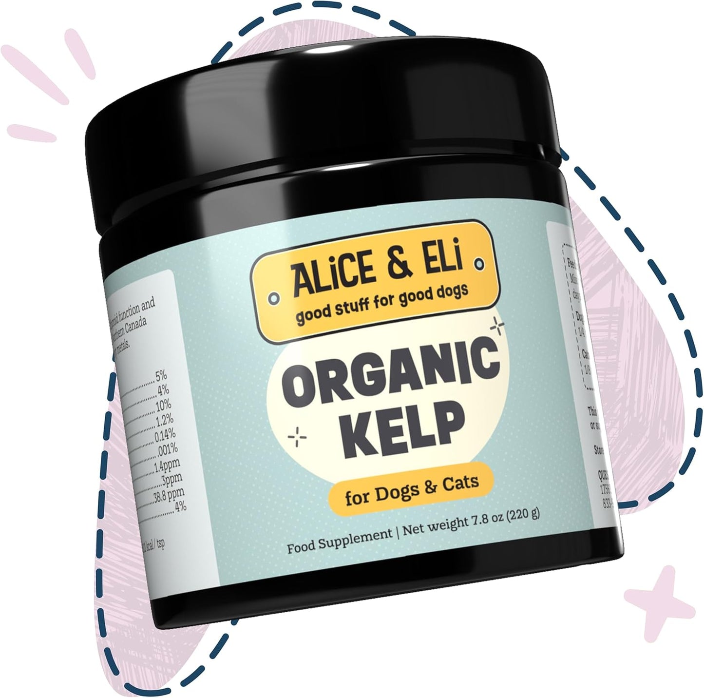 Alice & Eli Organic Kelp Powder for Dogs – Supports Healthy Coat, Thyroid & Immune System - Multivitamin Seaweed Powder from Canada