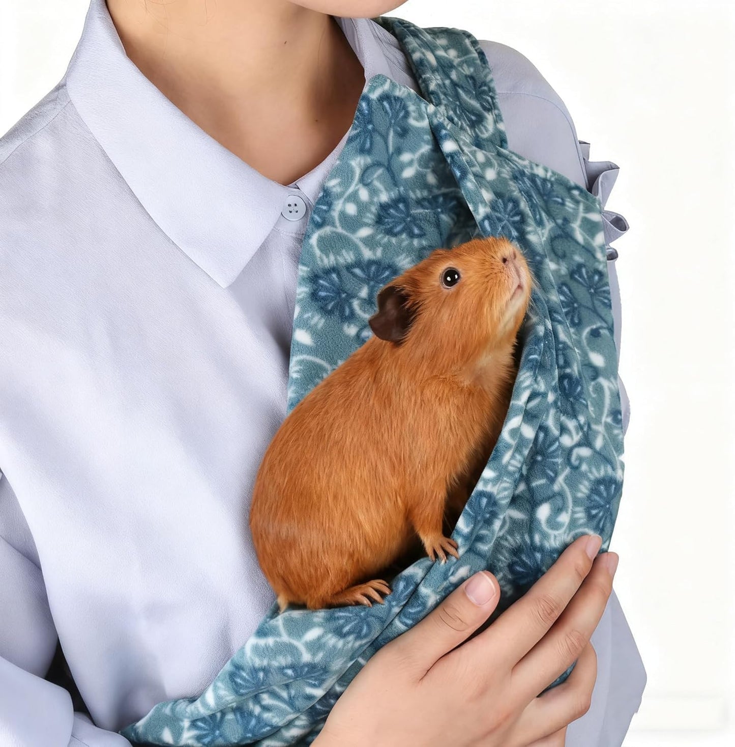 Guinea Pig Carrier Sling and Backpack 2-in-1, Adjustable Soft Bonding Pouch with Shoulder Strap for Safe Pet Travel (Blue)