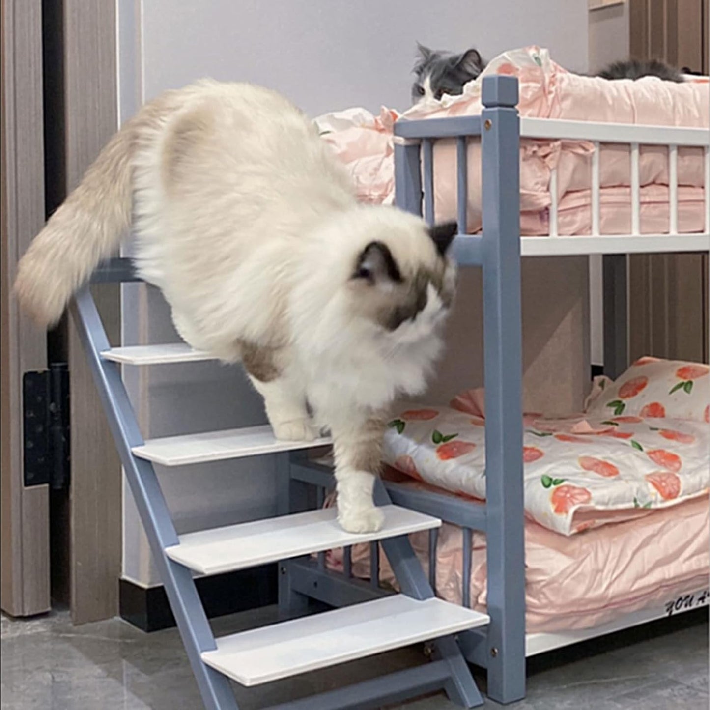 Dog Bed Double-Layer Wooden Dog Bed Elevated Pet Bed Frame Double Dog Bed Pet Sofa with Steps Dogs Stairs Suitable for Cats and Small Dogs for Dogs Pet Cat (A)