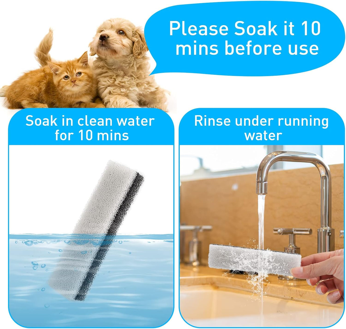 NPET Cat Dog Water Fountain Replacement Filters for WF020TP/WF020BL/WF020WH Fountains