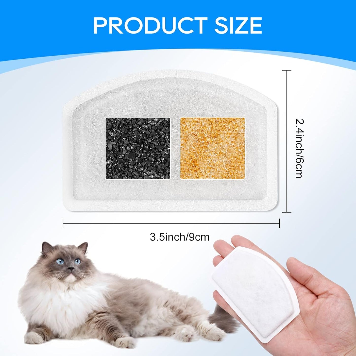 Cat Water Fountain Filter Replacement Compatible with ORSDA D60 100oz/3L, Pet Fountain Filter Replacement for Automatic Pet Dog Water Dispenser 14 Pack
