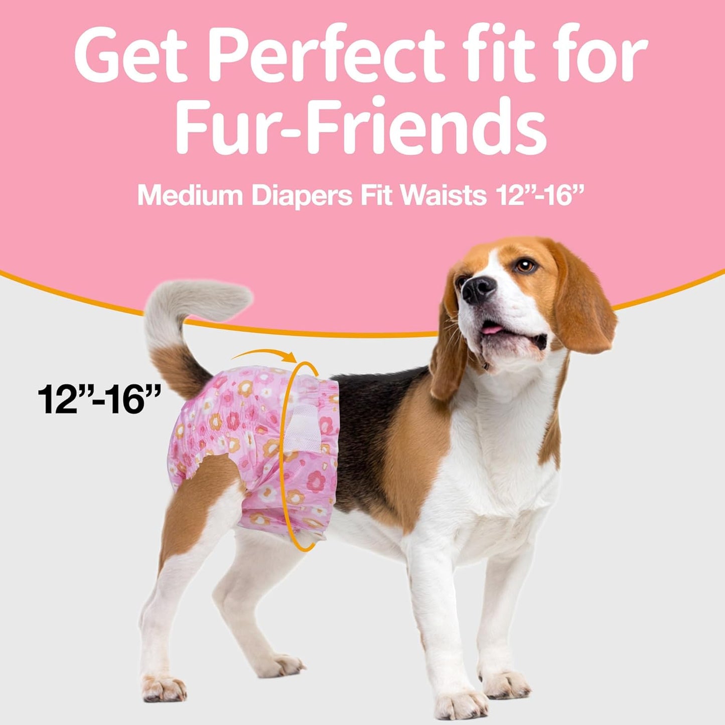 Pet Soft Dog Diapers Female, Disposable Female Dog Diaper, Doggie Diapers for Cat Puppy with Adjustable Foam Tail Hole(Pink,12M)