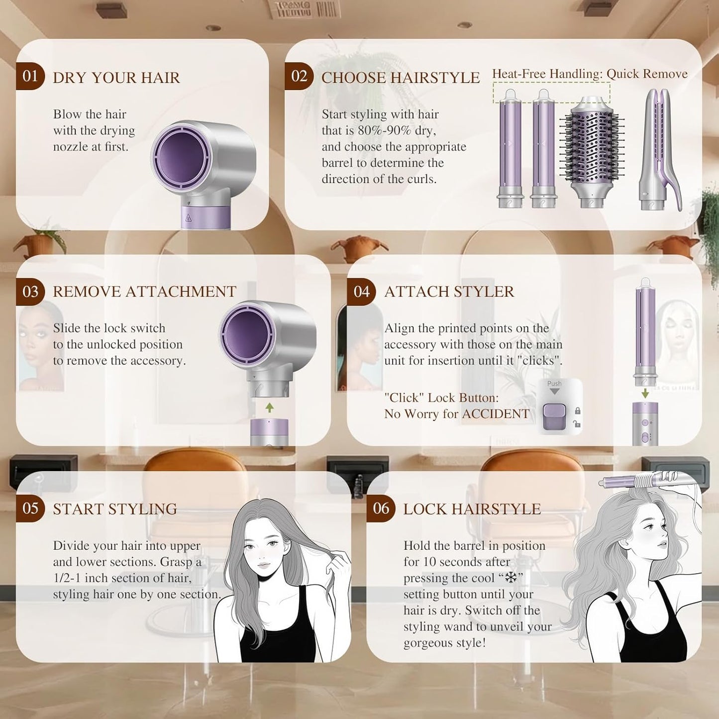5 in 1 Hot Air Styler- 110,000 RPM Ionic Straighter, High Speed Hair Dryer, Volumizer & Auto-Wrap Curlers, Frizz-Free Styling Tool, Hair Styler Gift Set with Travel Bag
