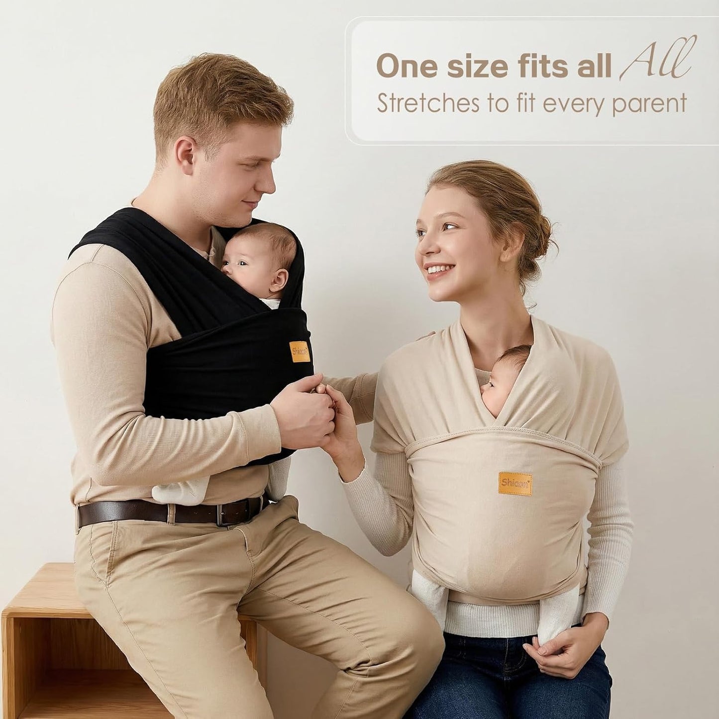 Baby Wrap Carrier, Baby Carrier Wrap Newborn(7-35lbs), Cotton Baby Sling Carriers Wearing Wrap Hands Free, Cozy Newborn Wrap One Size Fits All, Black