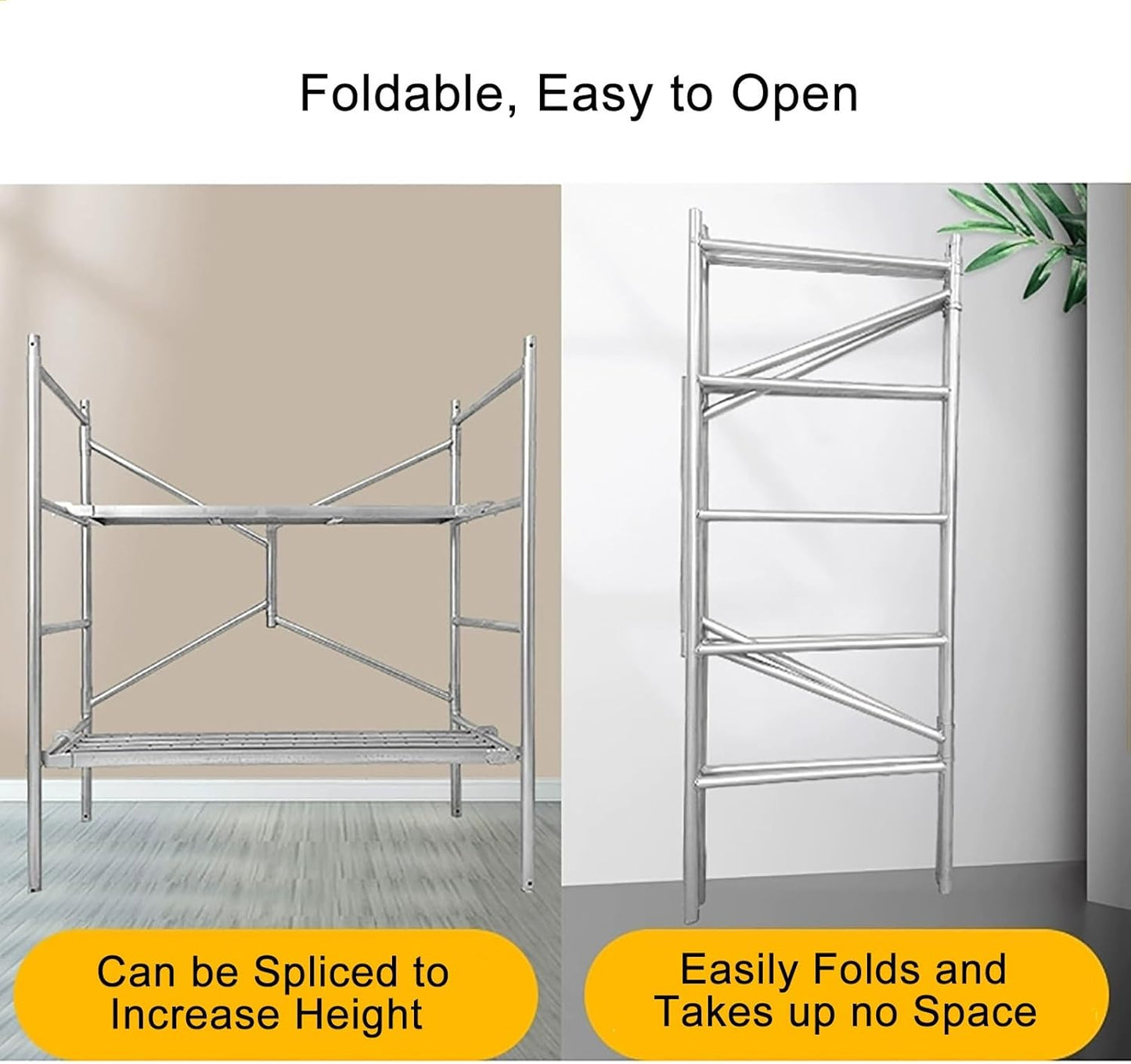 Mobile Scaffolding Ladder with Wide Non Slip Platform for RV Cleaning and High Painting Foldable Steel Scaffold Equipment for Walls and Decorating (Size: H:18)