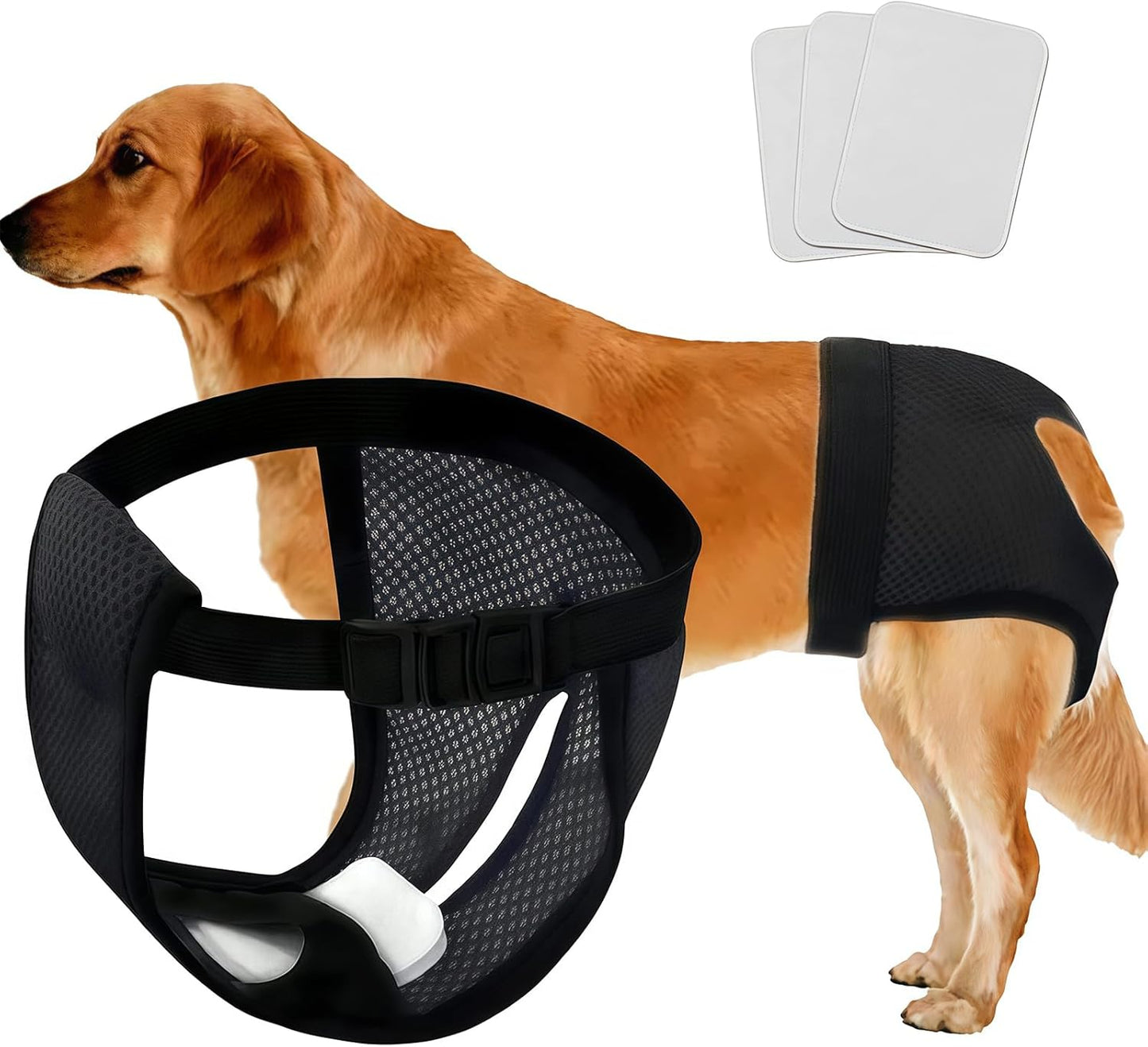 Breathable Dog Harassment Diaper Soft Adjustable Waistband Protective Pants Nappies for Pet Travel Camping Dog Heat Pants