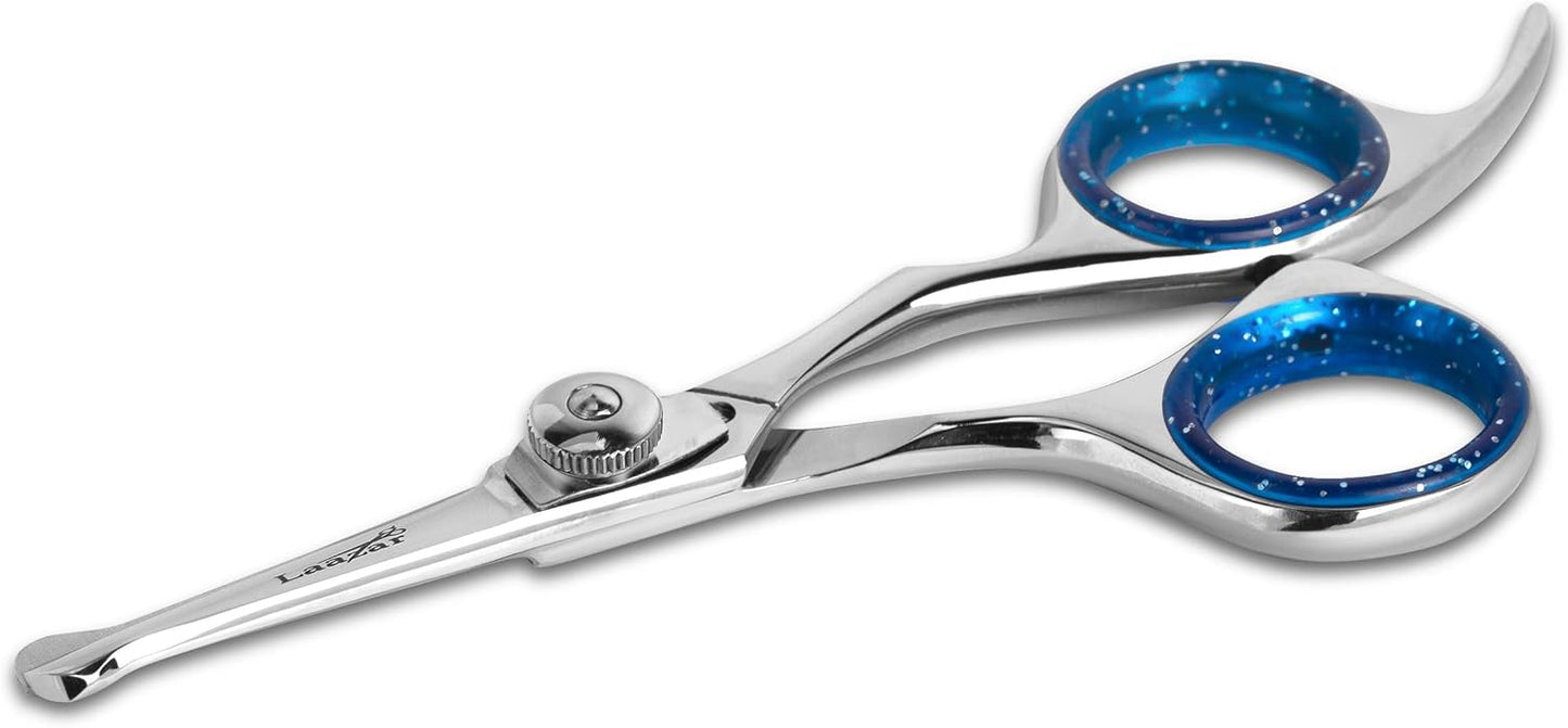 Laazar Straight Dog Grooming Scissors - Comfortable Around The Eyes Cat & Dog Scissors | Blunt Dog Trimming Scissors| Premium Stainless Steel | Grooming Scissors For Dogs - Dog Hair Scissors