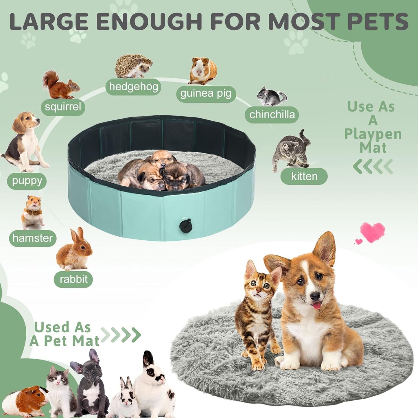 2 Pcs Guinea Pig Warm Bed Mat Small Pet Blankets Dog Bedding Guinea Pig Fleece Cage Liners Washable Waterproof Mats Sleep Pad Cover Hamster Cat Dog Cage Liners Accessories(Round,36")