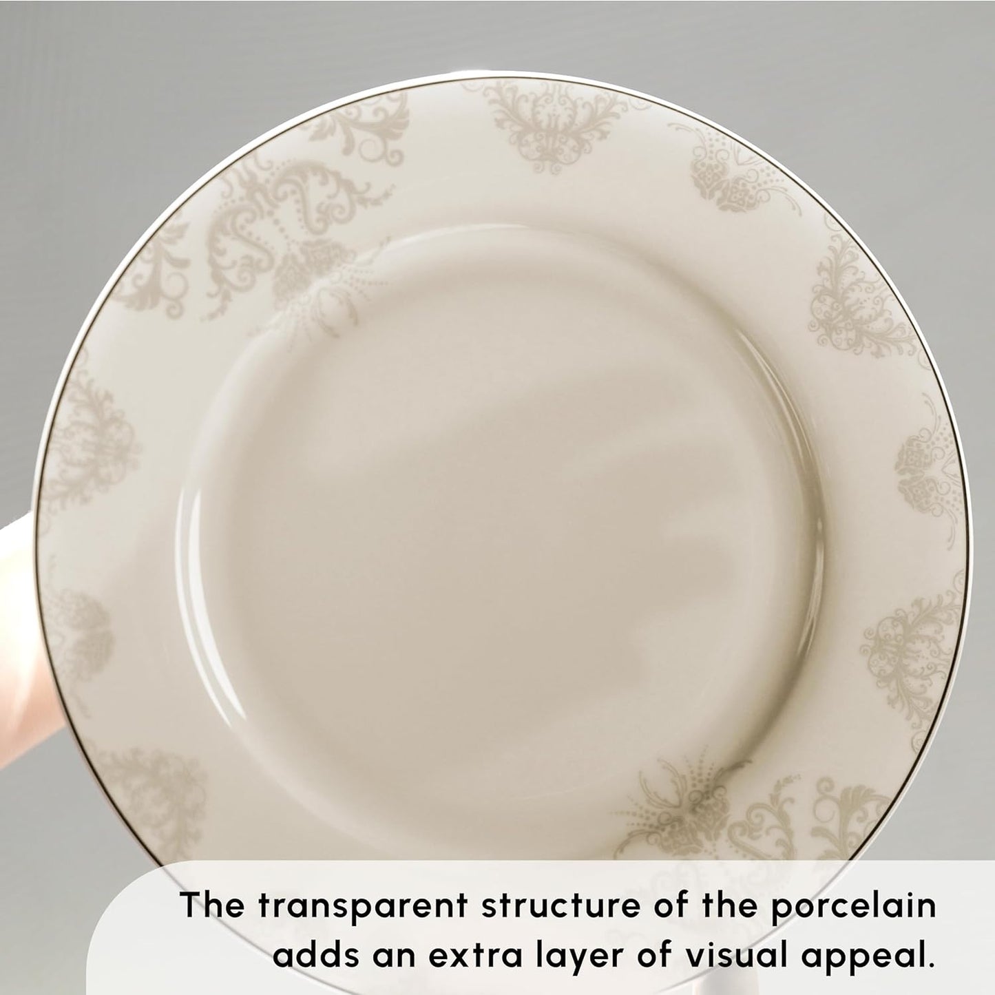 Karaca Siena 53-Piece Porcelain Plates and Bowls Set with Dinner & Dessert Plates, Shakers - Bone China Dishware Sets - Kitchen Dinnerware Set for 12 People