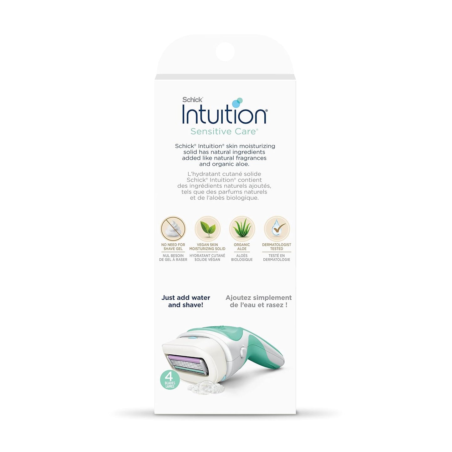Schick Intuition Razors for Women with Sensitive Skin | 1 Razor & 2 Intuition Razor Blades Refill with Organic Aloe