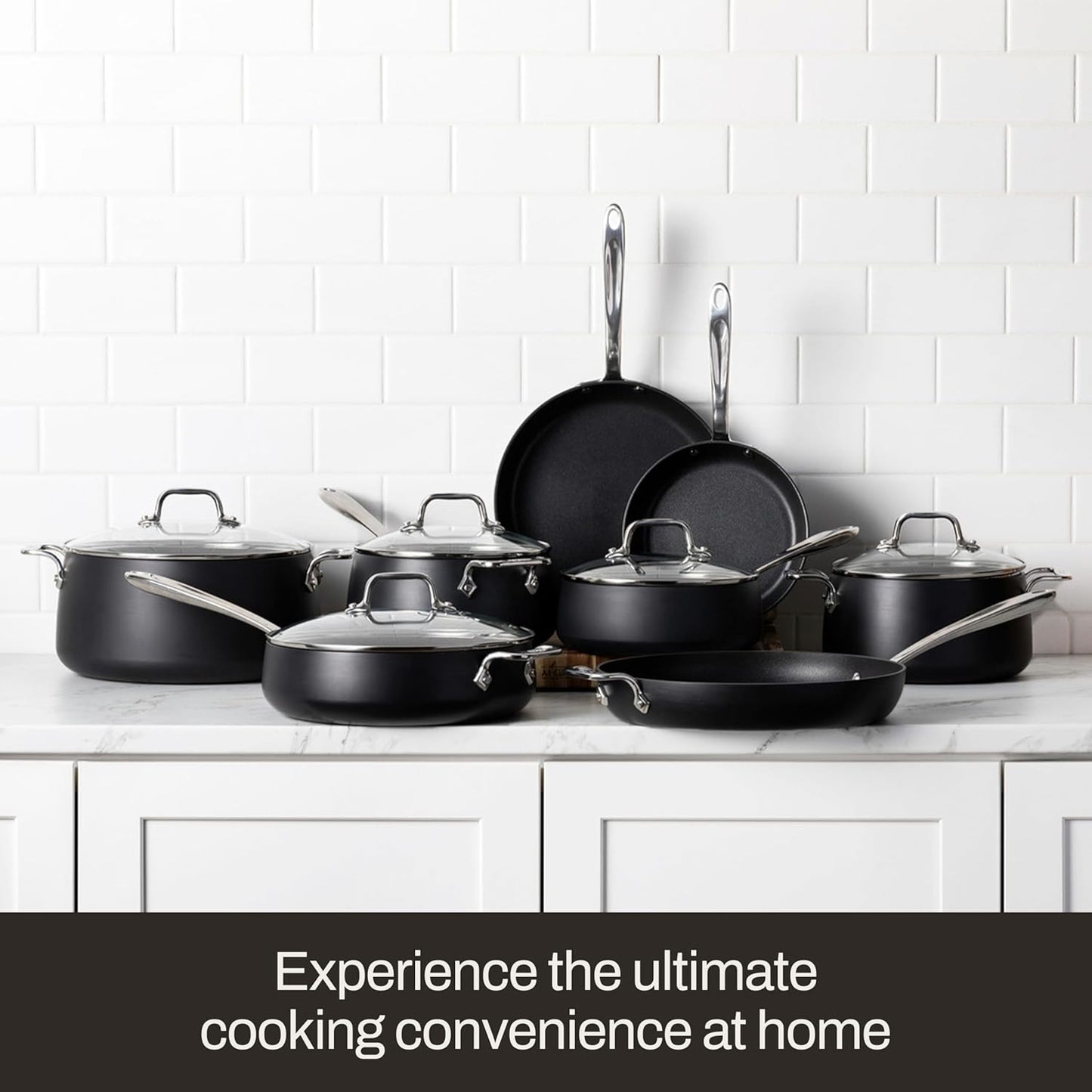All-Clad HA1 Expert Hard Anodized Nonstick Cookware Set (10 Piece) Pots, Frying Pans, Dishwasher-Safe, Oven-Safe Up to 500°F Compatible with All Stovetops (Gas, Electric & Induction) - Black