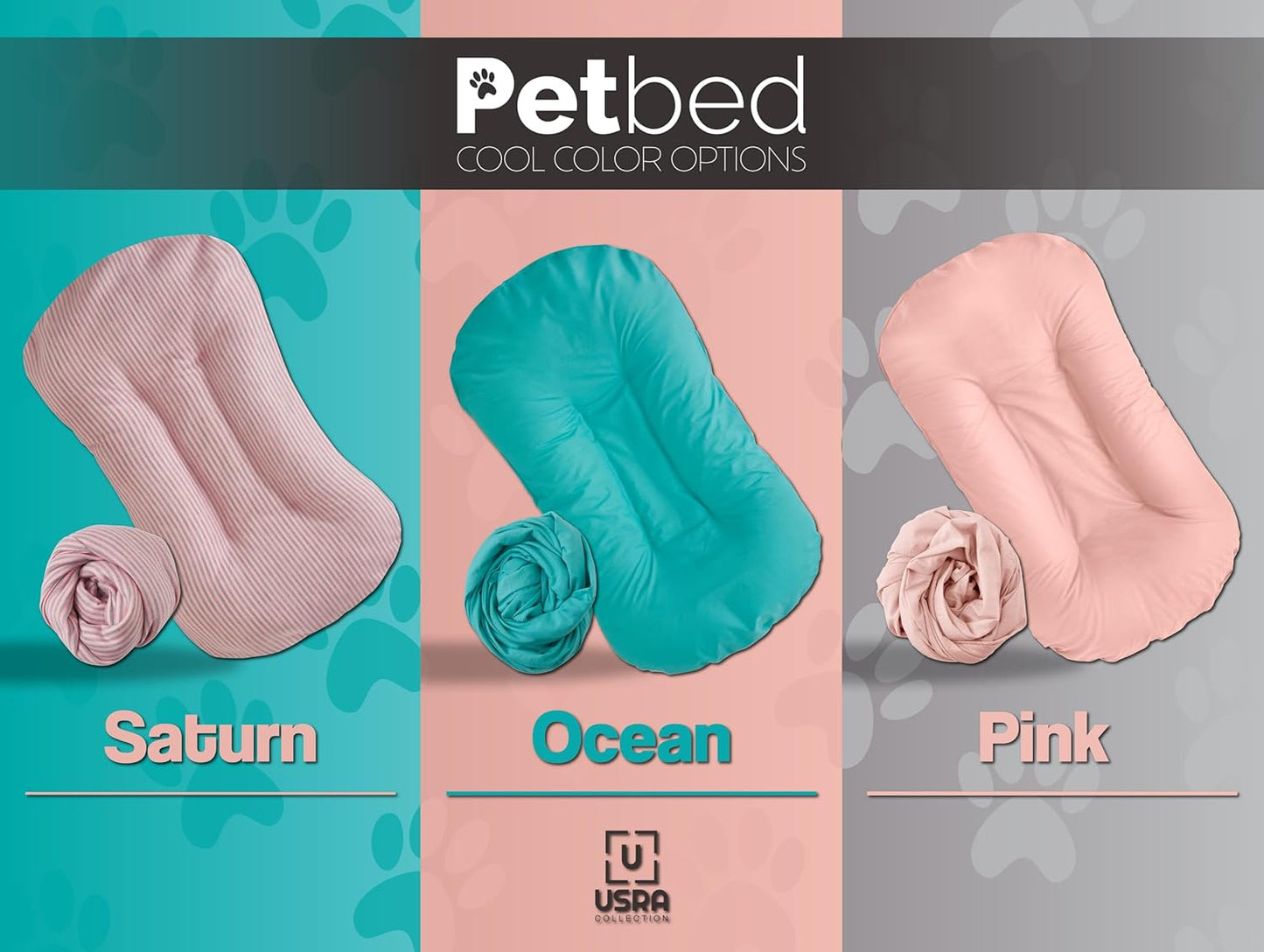 USRA 100% Cotton Orthopedic Pet Bed Gift Set with 2 Covers 28"x20" Dog Cat Recovery Pillow Hypoallergenic Natural Oeko-TEX Certified Comfy Kennel Pillow - Green Blue Colors