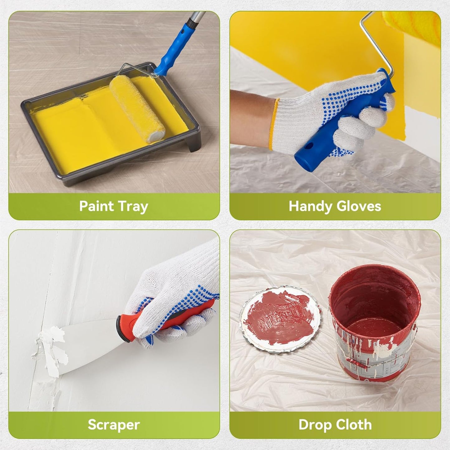 House Paint Roller Kit with Extension Pole, Home Wall Painting Supplies Set, with Paint Brush, Paint Tray, Multi-Angle Paint Brush Extender