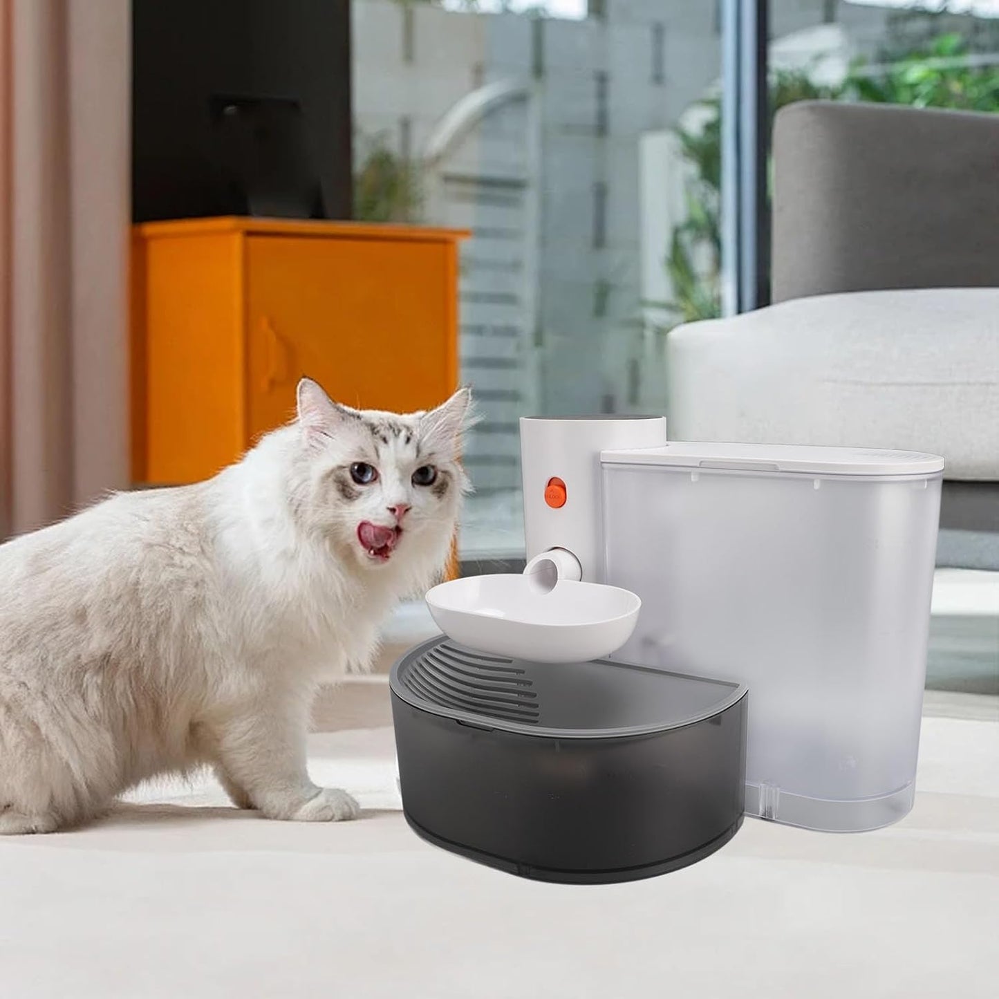Smart Cat Water Dispenser, Automatic Pet Waterer Self Refill Tipping Cat Water Fountain with 3L Water Tank Rechargeable Pet Water Bowl Dog Drinking Fountain for Clean Water