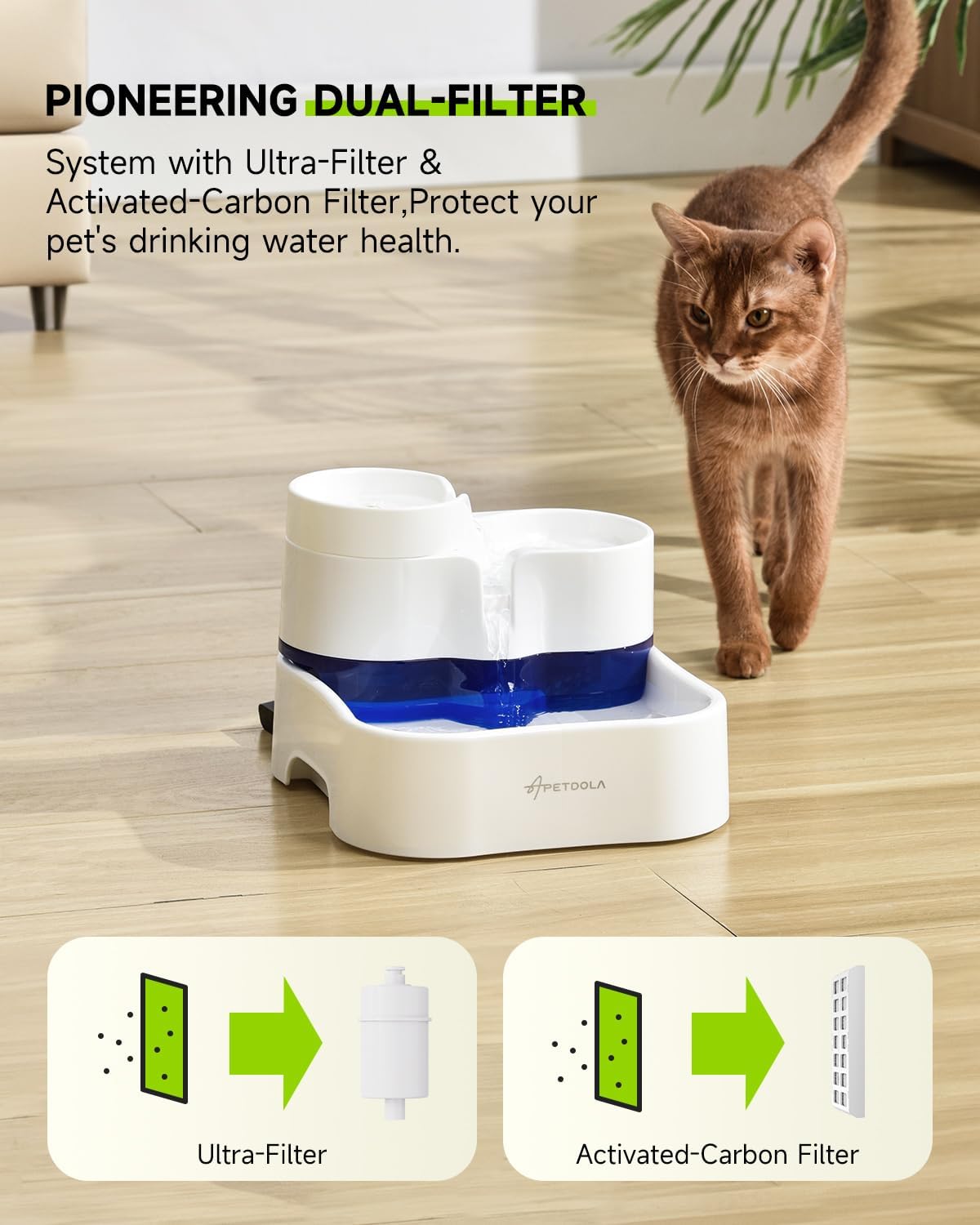 Dog Water Fountain Filter,2 Pack Ultra Reach Human Drinking Grade for Cat Fountain 101 fl oz, Replacement Filters with 4 Pack Activated Carbon Filters, Lifespan Up to 90 Days