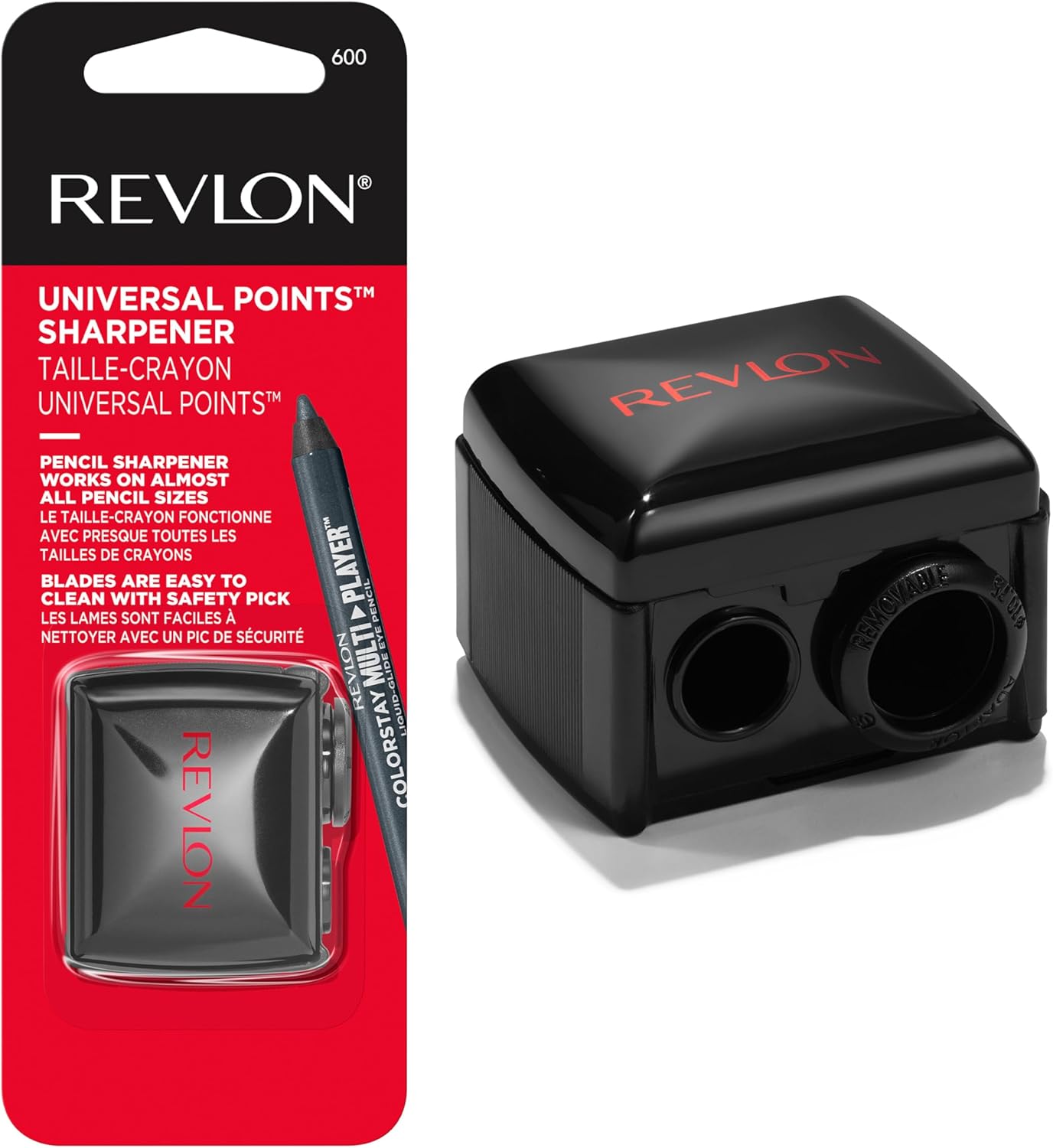 Revlon Universal Points Sharpener for Wooden & Plastic Makeup Pencils, Fits Small to Large Sizes, Easy to Clean, 1 Count