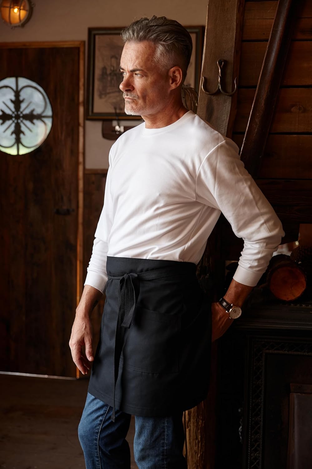 Unisex Half Bistro Apron Server Apron with Pockets Waterproof 4251BY