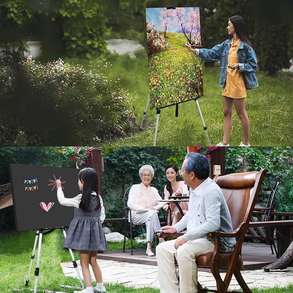 Art Easel Stand for Painting and Sign - RRFTOK Aluminum 66 Inch Metal Tripod Adjustable Portable Easels for Display - Canvas Stand for Floor Drawing - Gifts for Artists Woman or Teen Art Supplies