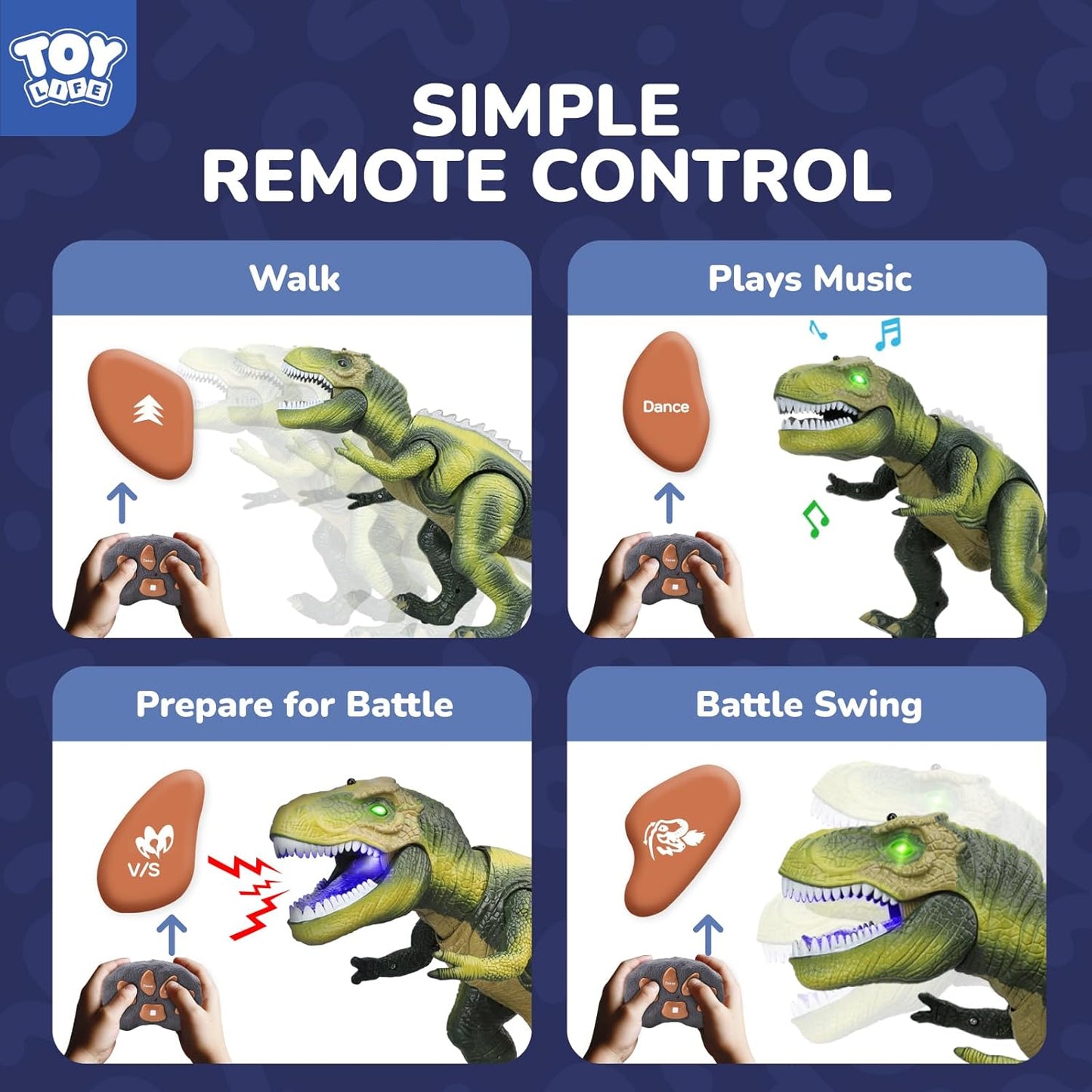 STEAM Life Remote Control Dinosaur Toys,Robot Walking & Dancing Dinosaur with Light and Realistic Roaring Sound, Electronic Steam Toy, Birthday Gift for Kids
