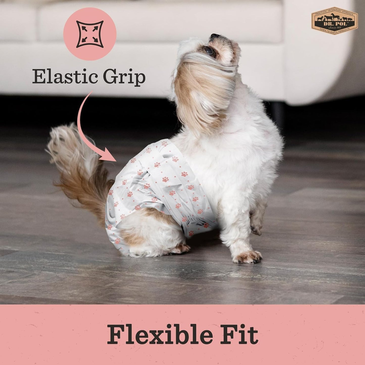 Dr Pol Dog Diapers for Female Dogs | Disposable Pet Diapers with Wetness Indicators | Adjustable Fit | Leak Protection & Super Absorbent | Perfect for Heat Cycles & Training Accidents | Pack of 50