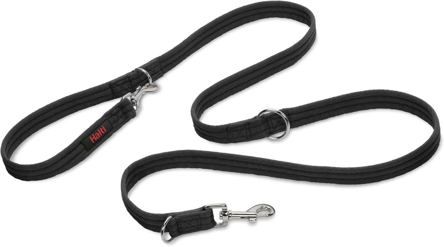 Halti Training Leash - Multifunctional Double-Ended Dog Leash, Ideal for Anti-Pulling Dog Training. Lightweight, Soft & Durable. Suitable for Medium to Large Dogs & Puppies (Size Large, Black, 2m)